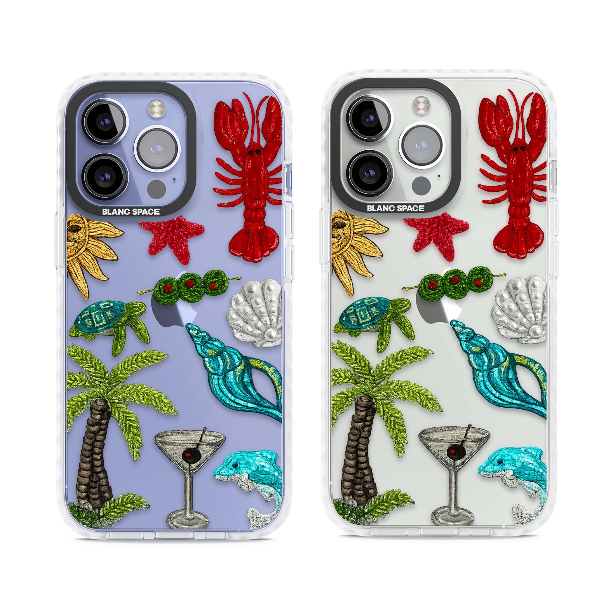 Painted Coastal Pattern coastal iPhone case | Clear Impact case for iPhone 13 Pro, iPhone 14 Pro, iPhone 15 Pro