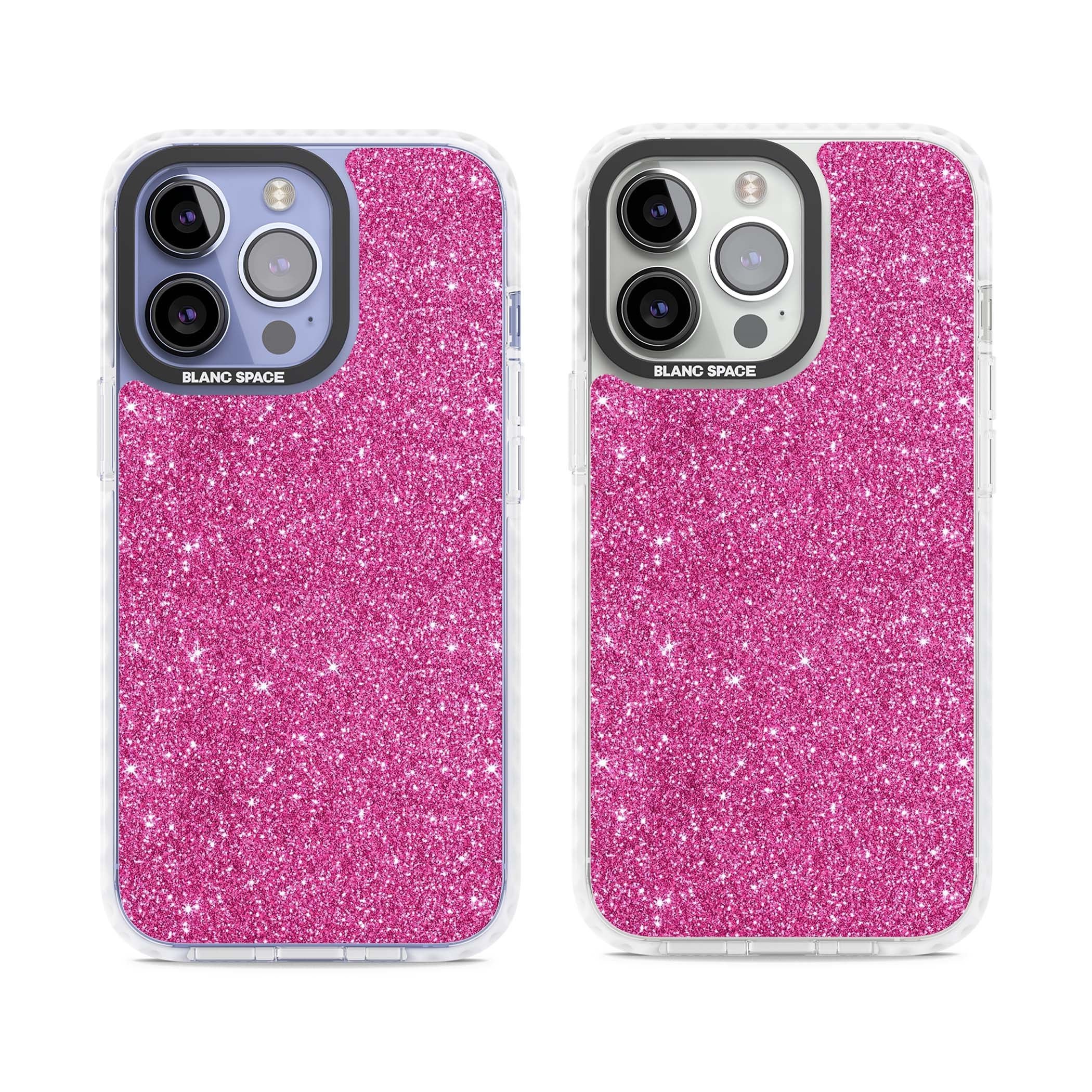 Pink Glitter Y2K iPhone case featuring hot pink glitter wallpaper with sparkle shimmer effect | Clear Impact case for iPhone 13 Pro, iPhone 14 Pro, iPhone 15 Pro