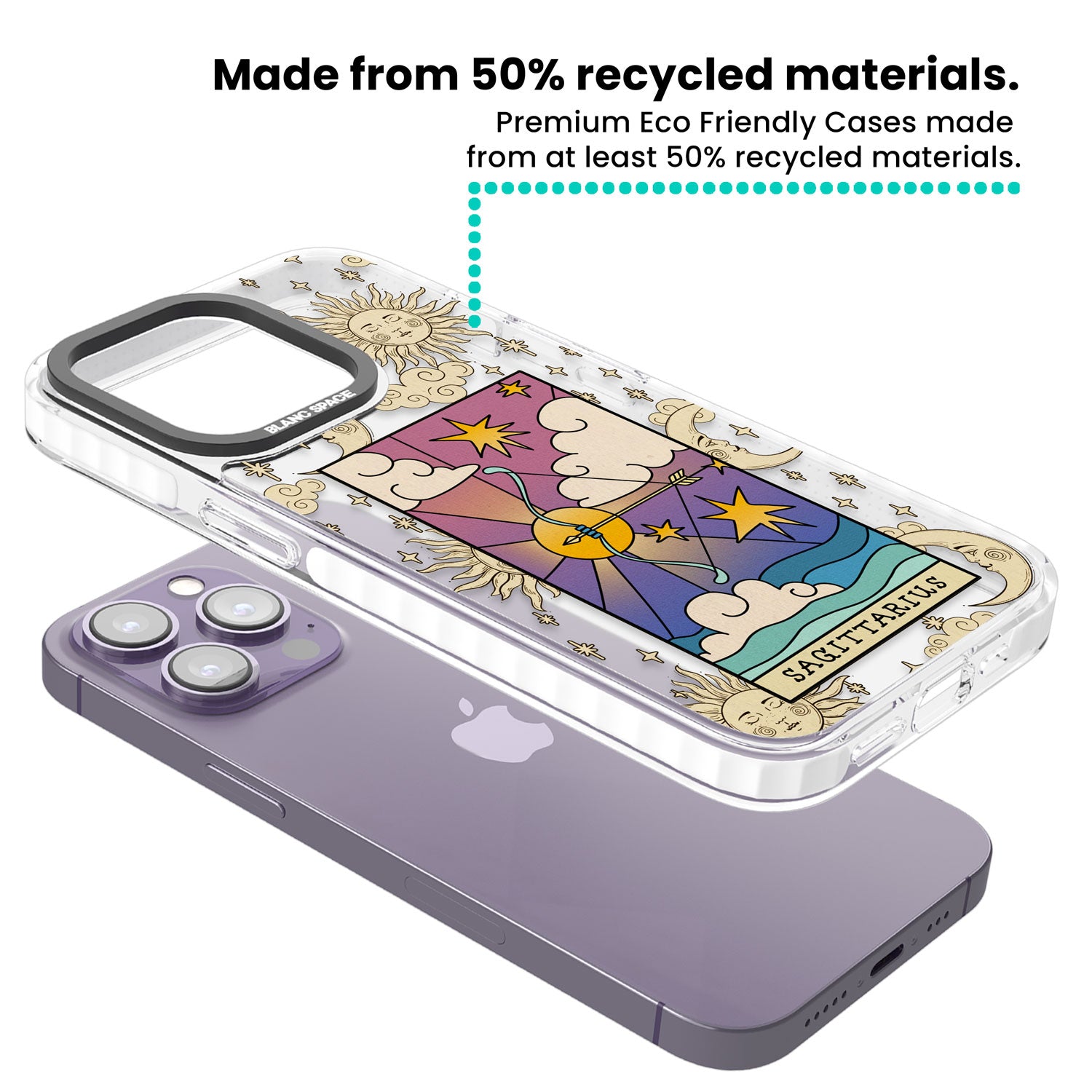 Celestial Zodiac - Sagittarius Clear Impact Phone Case for iPhone 13 Pro, iPhone 14 Pro, iPhone 15 Pro
