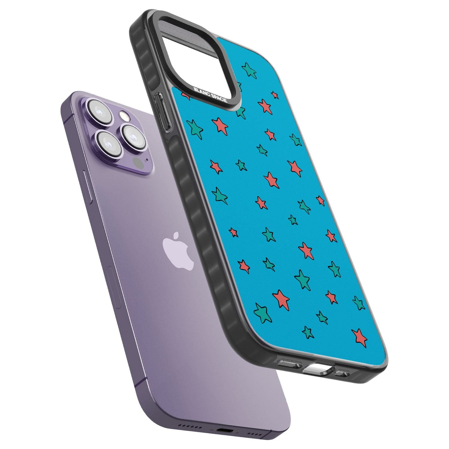 Blue Heartstopper Stars Pattern Phone Case for iPhone 14 Pro Max