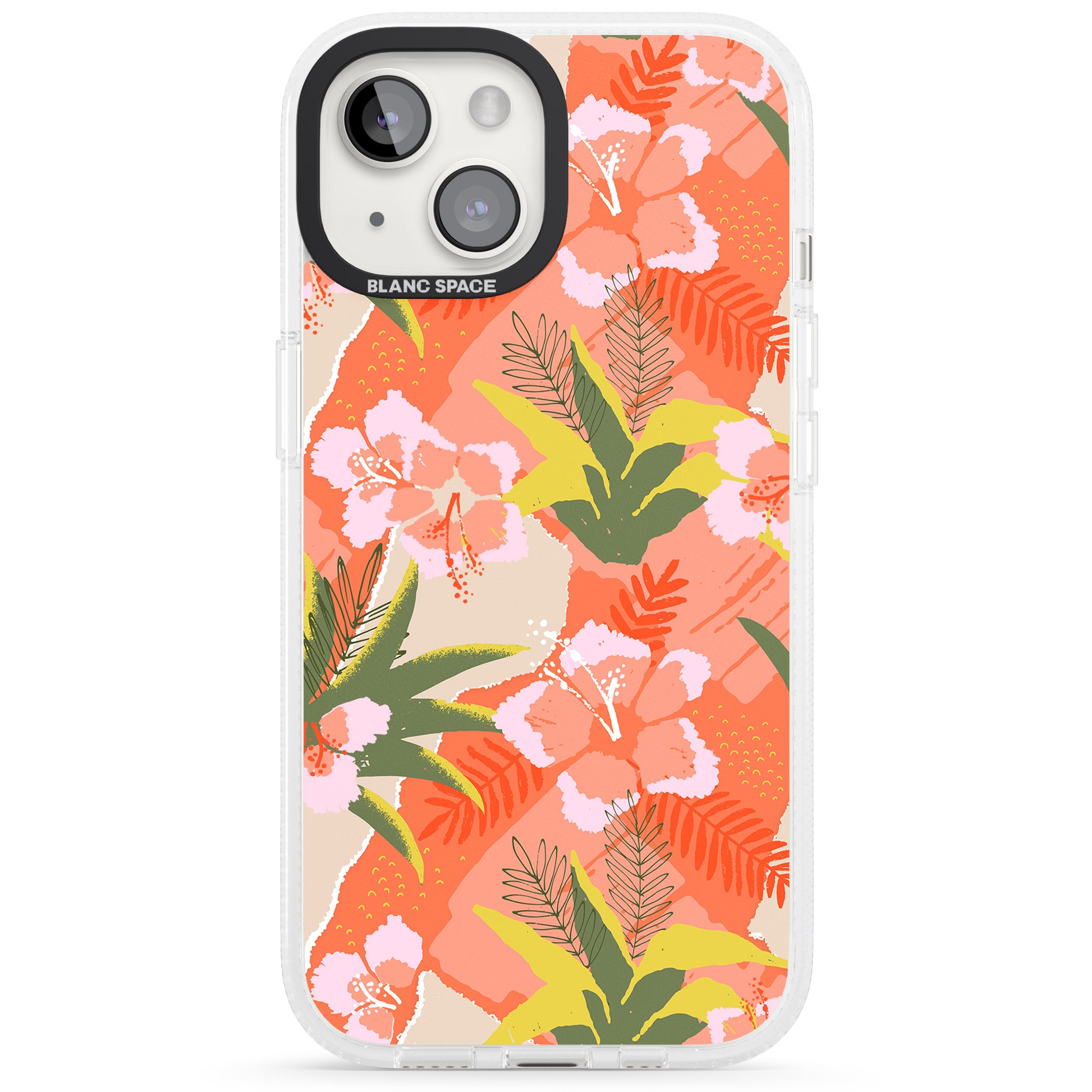 Hawaiian Flowers Abstract Pattern iPhone 15 / 14 / 13 Clear Case Impact Air - Blanc Space