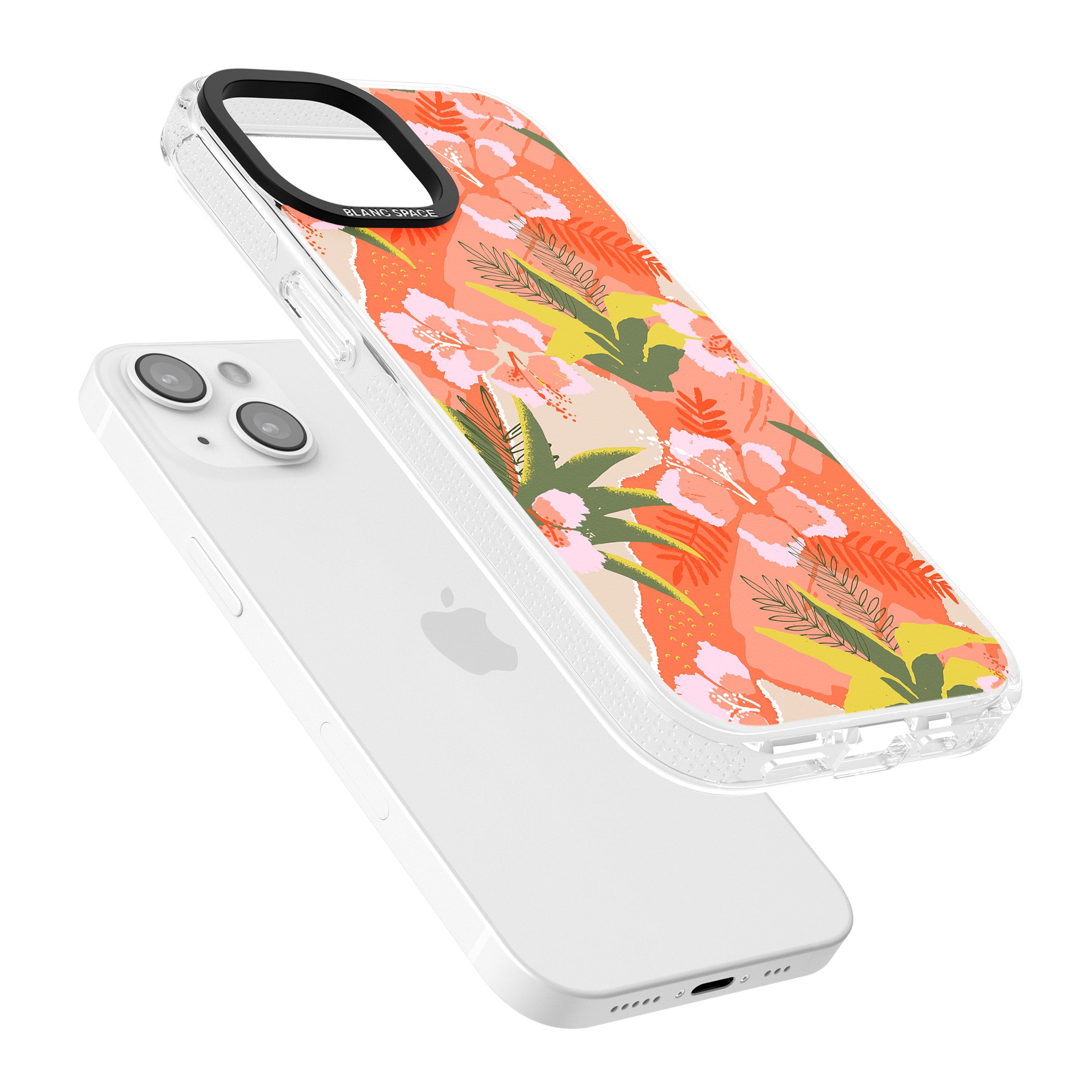 Hawaiian Flowers Abstract Pattern iPhone 15 / 14 / 13 Clear Case Impact Air - Blanc Space
