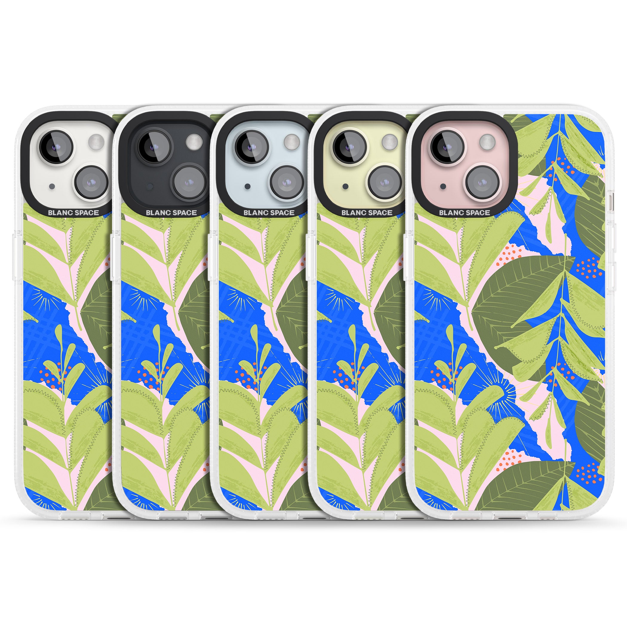Fern Leaves Abstract Pattern iPhone 15 / 14 / 13 Clear Case Impact Air - Blanc Space