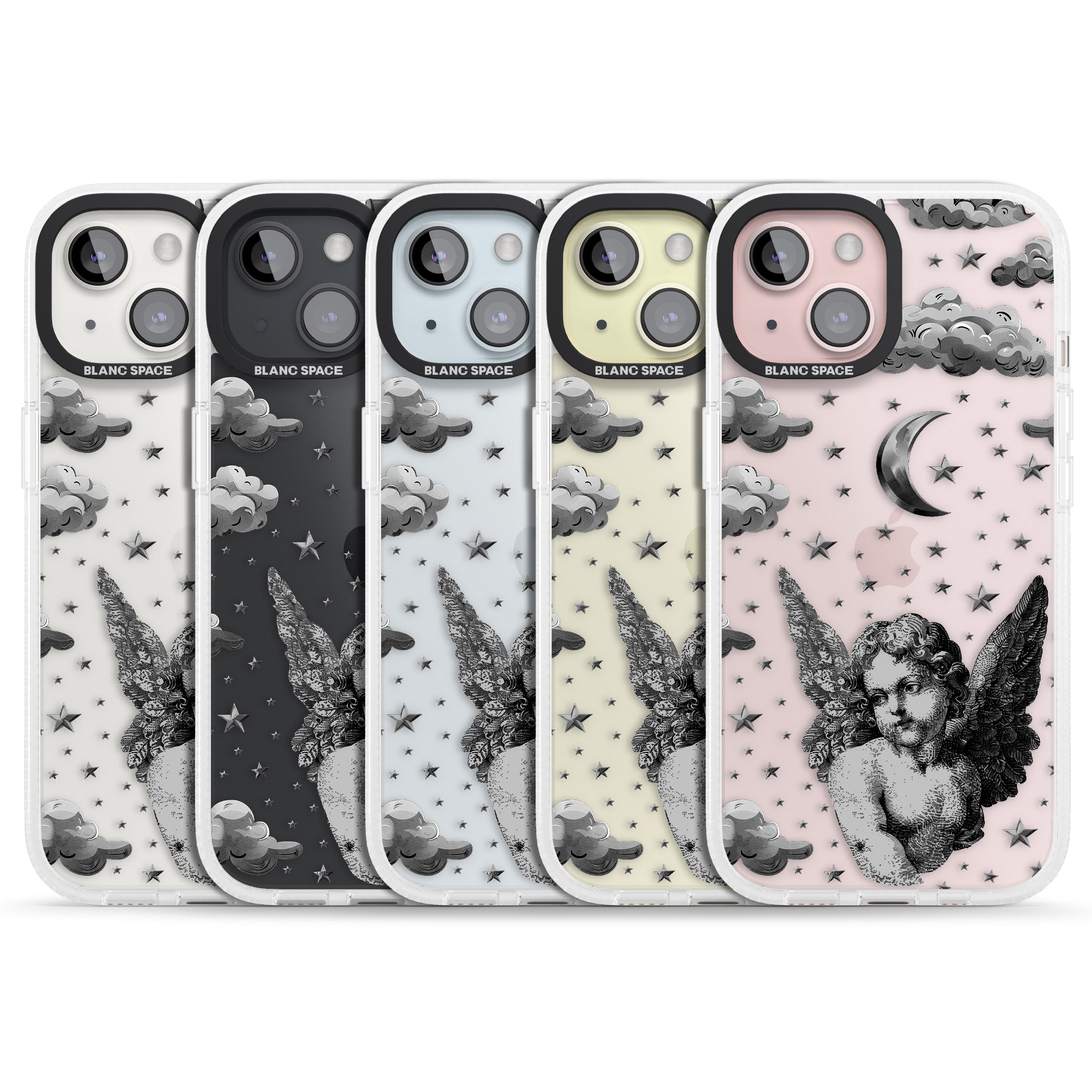 Celestial Cherub iPhone 15 / 14 / 13 Clear Case Impact Air - Blanc Space