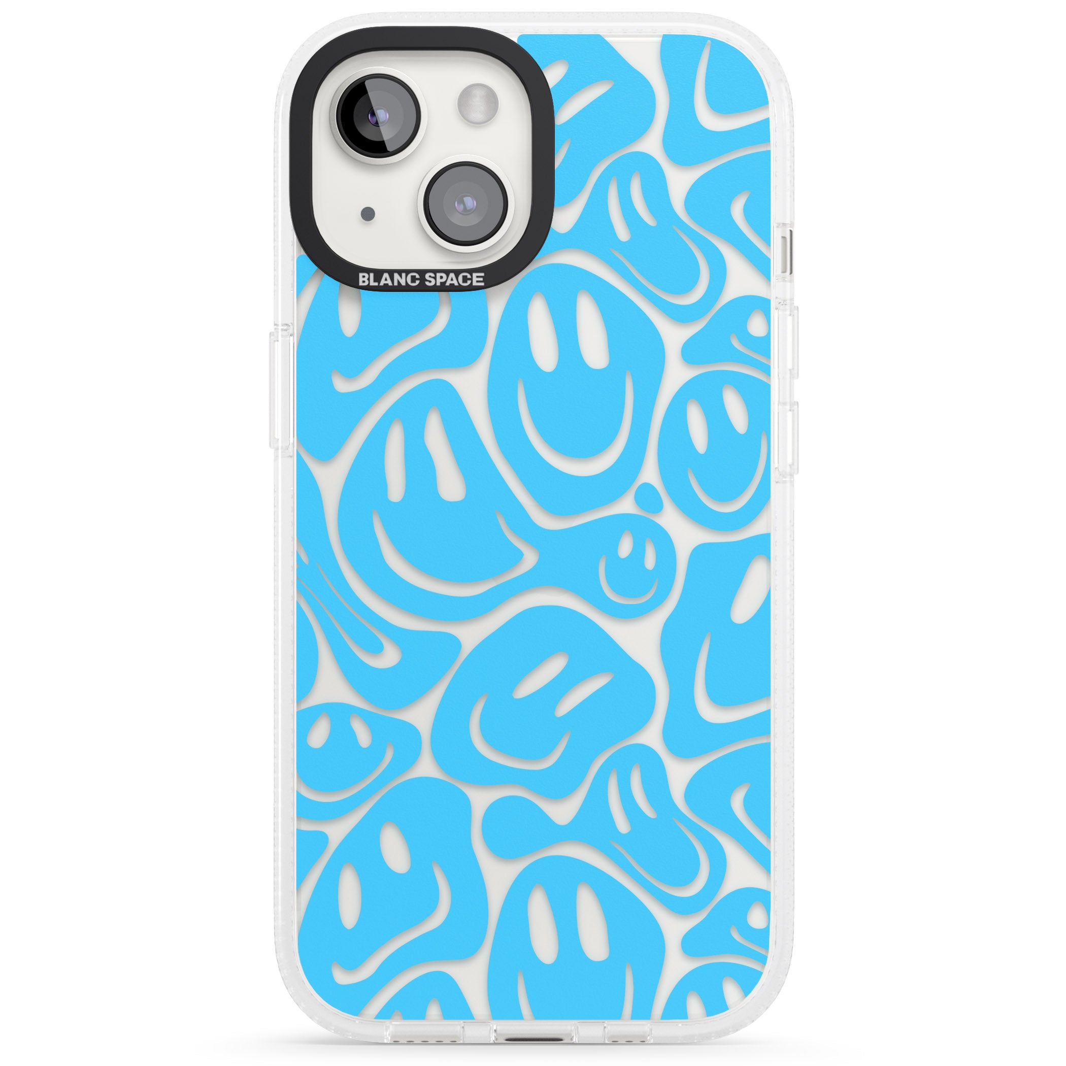Blue Acid Faces iPhone 15 / 14 / 13 Clear Case Impact Air - Blanc Space