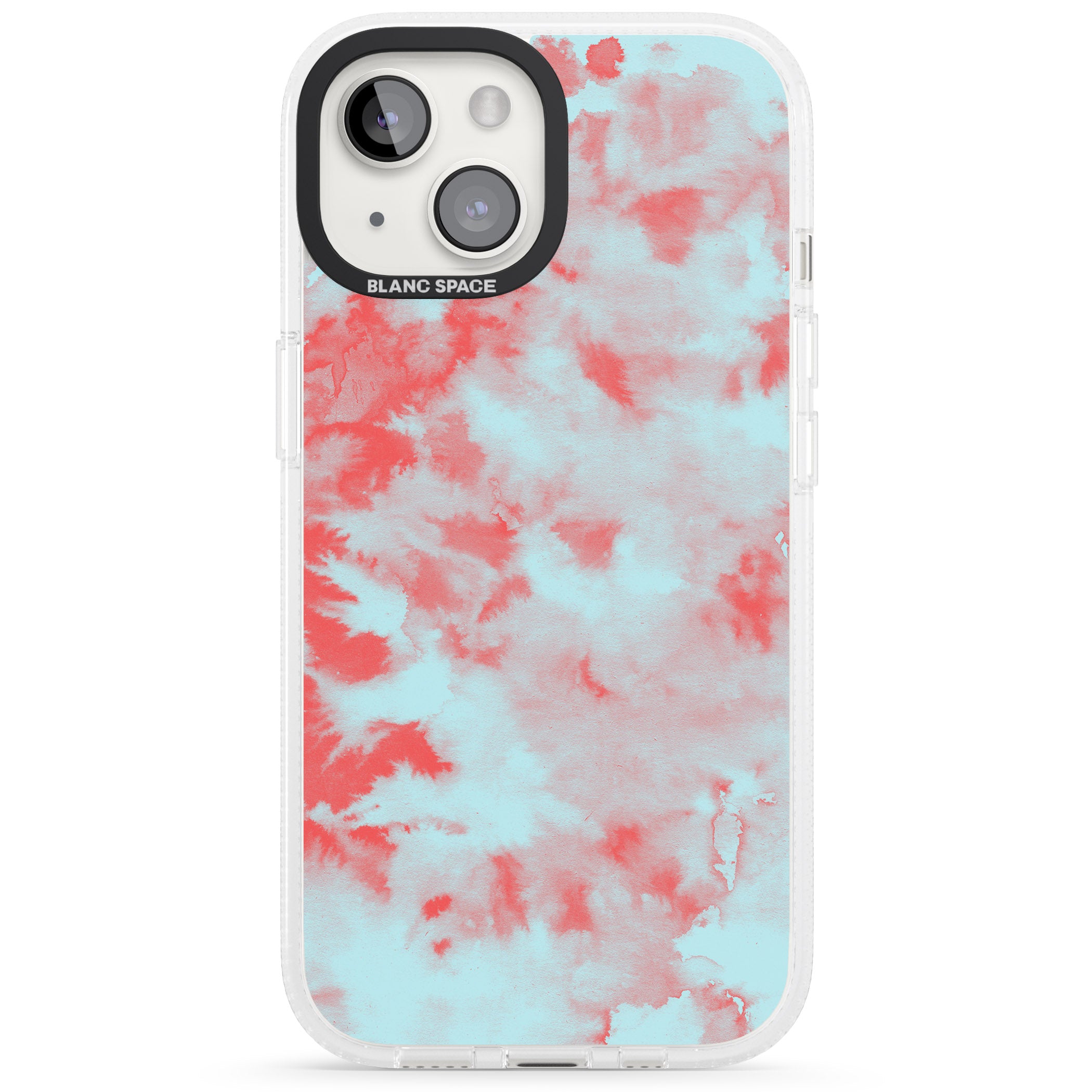 Red & Blue Acid Wash Tie-Dye Pattern iPhone 15 / 14 / 13 Clear Case Impact Air - Blanc Space