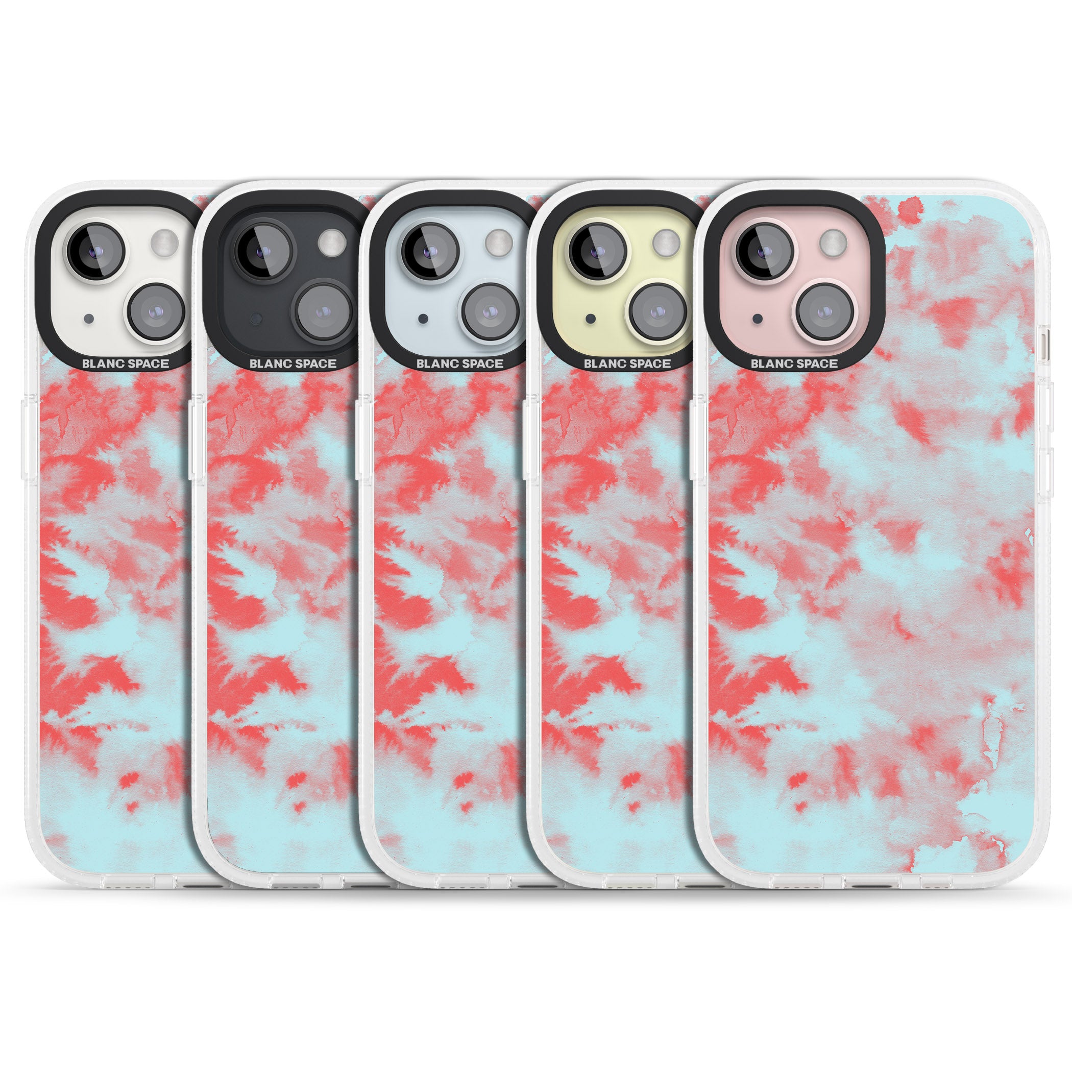 Red & Blue Acid Wash Tie-Dye Pattern iPhone 15 / 14 / 13 Clear Case Impact Air - Blanc Space