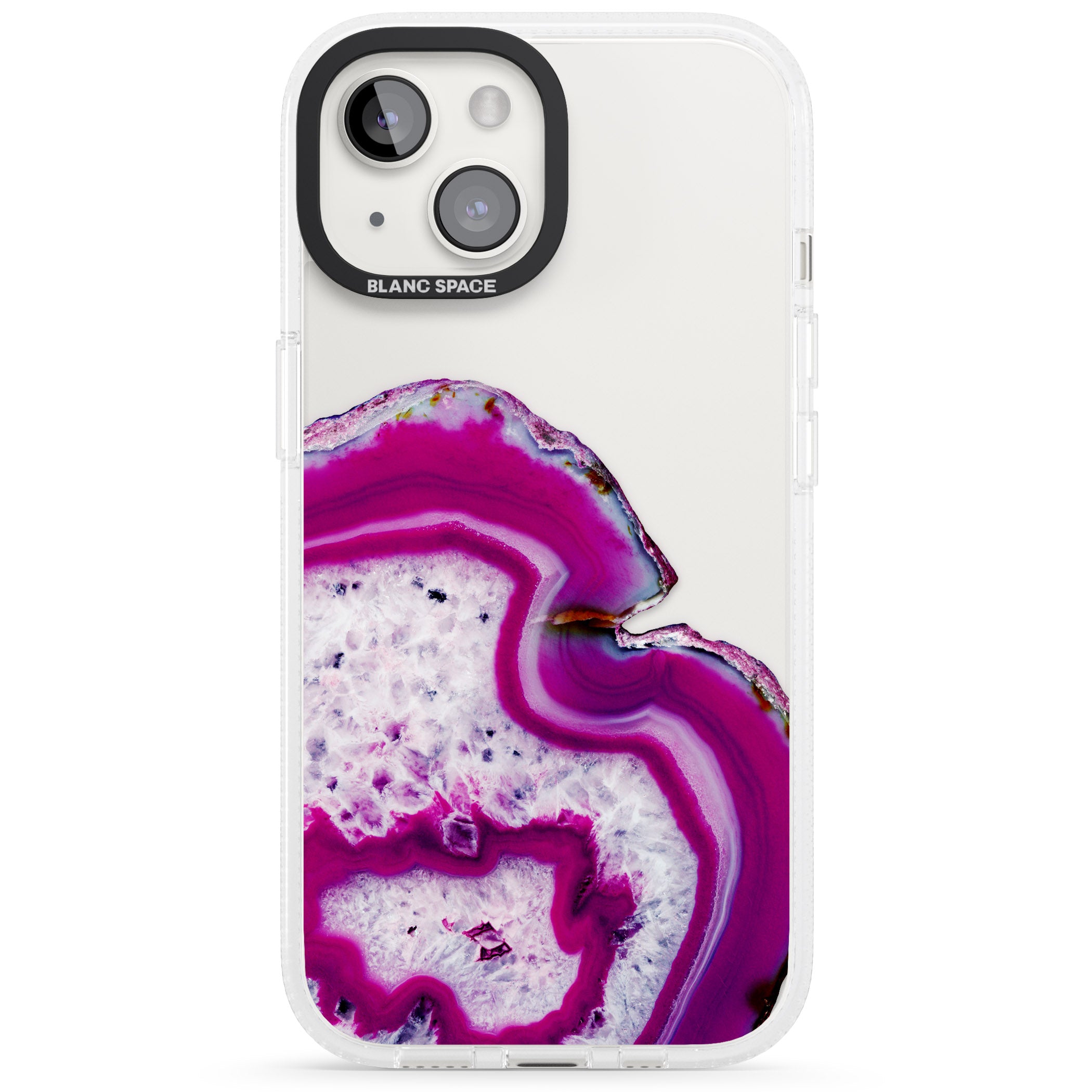 Violet & White Swirl Agate Crystal Clear Design iPhone 15 / 14 / 13 Clear Case Impact Air - Blanc Space