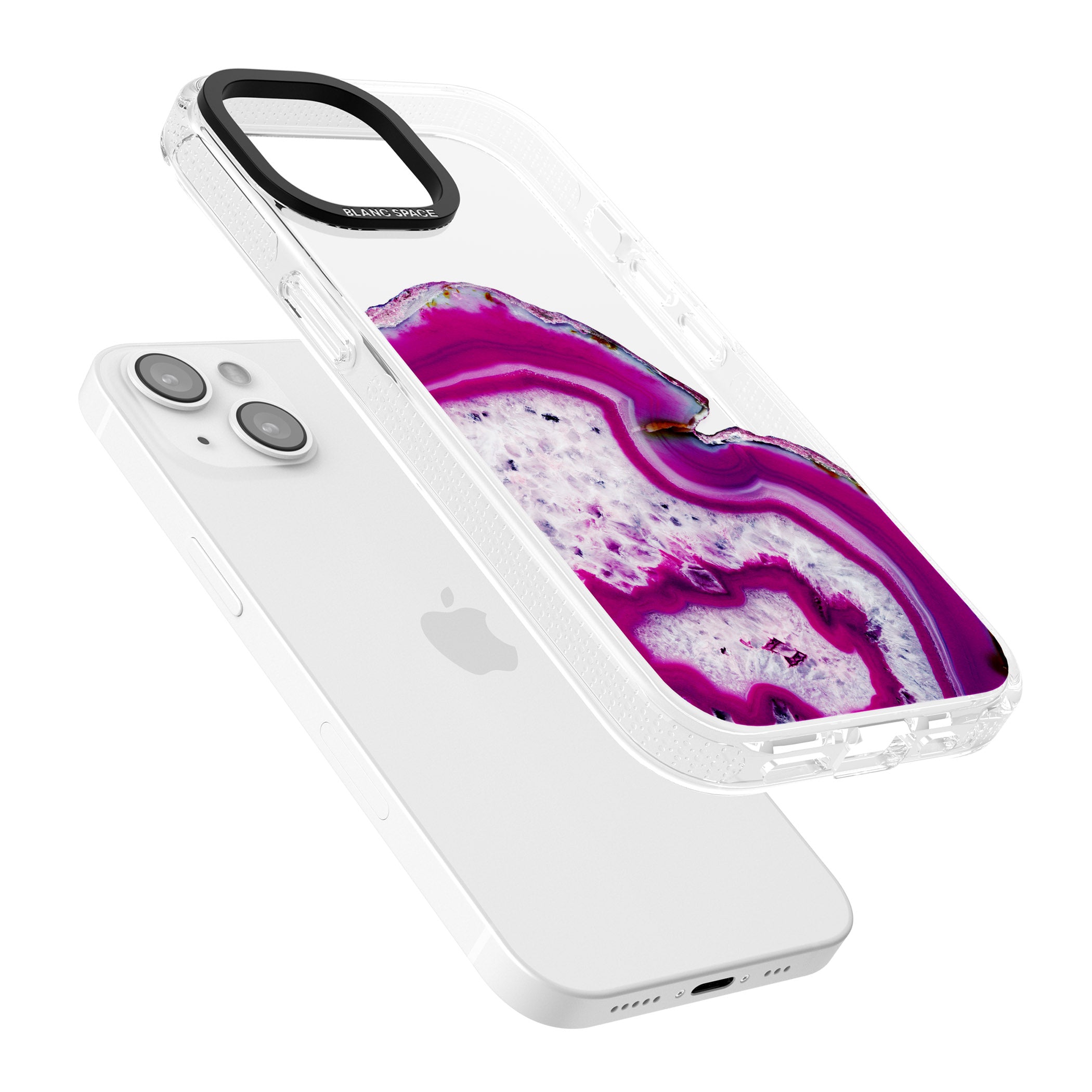 Violet & White Swirl Agate Crystal Clear Design iPhone 15 / 14 / 13 Clear Case Impact Air - Blanc Space