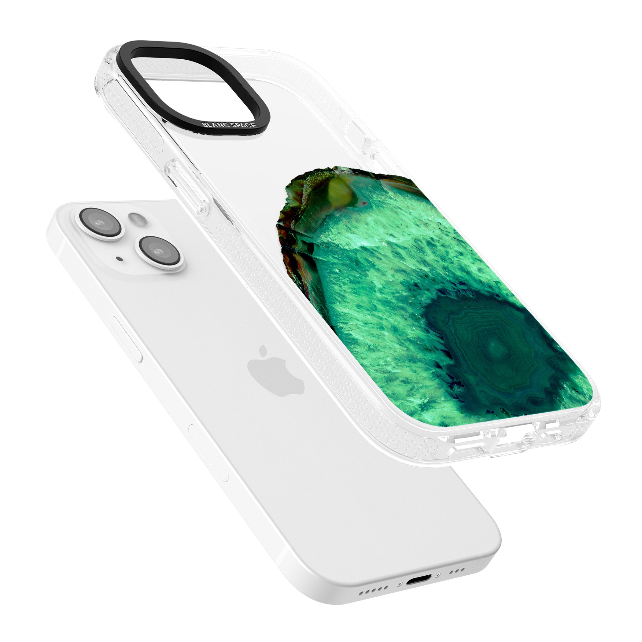 Emerald Green Gemstone Crystal Clear Design iPhone 15 / 14 / 13 Clear Case Impact Air - Blanc Space