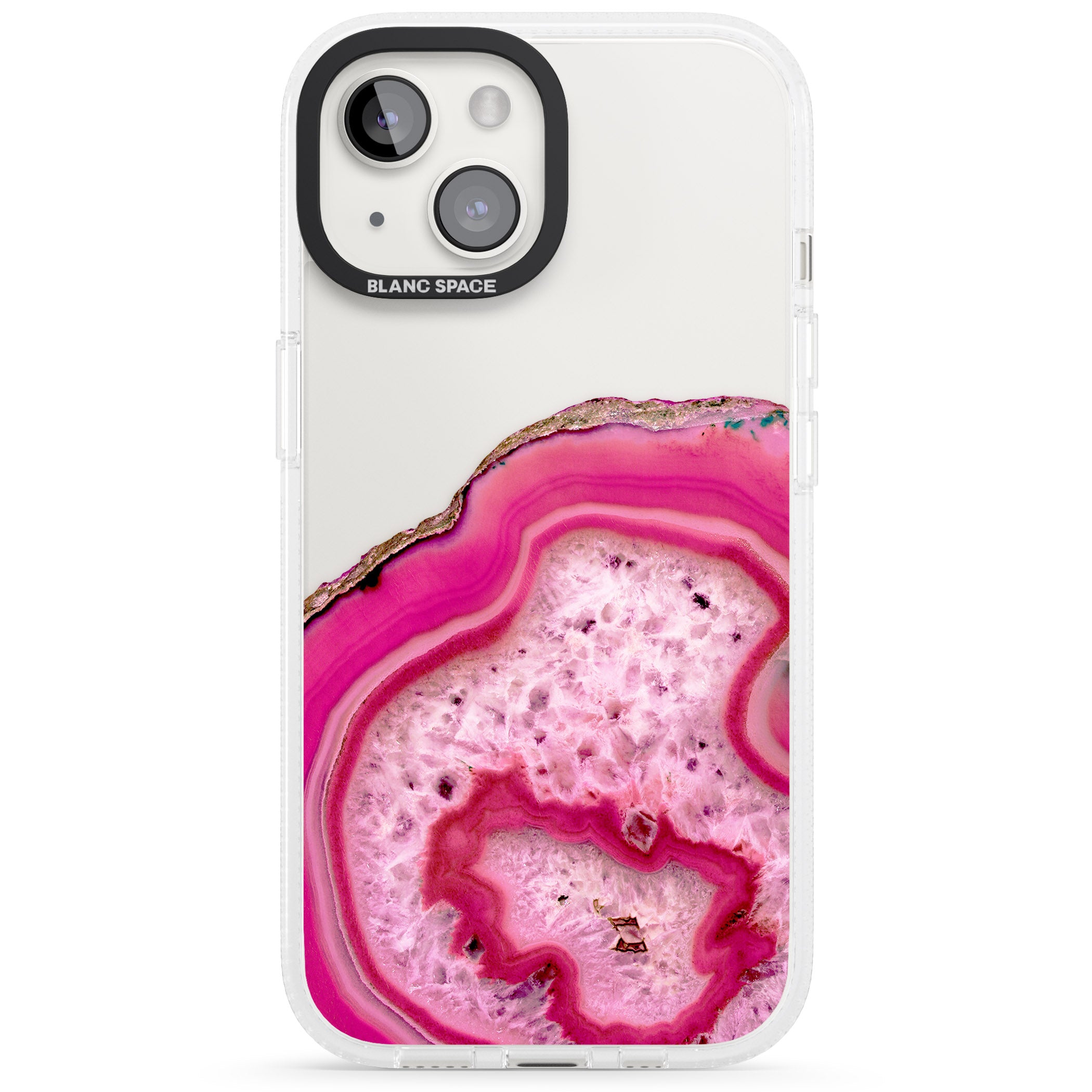 Bright Pink Gemstone Crystal Clear Design iPhone 15 / 14 / 13 Clear Case Impact Air - Blanc Space