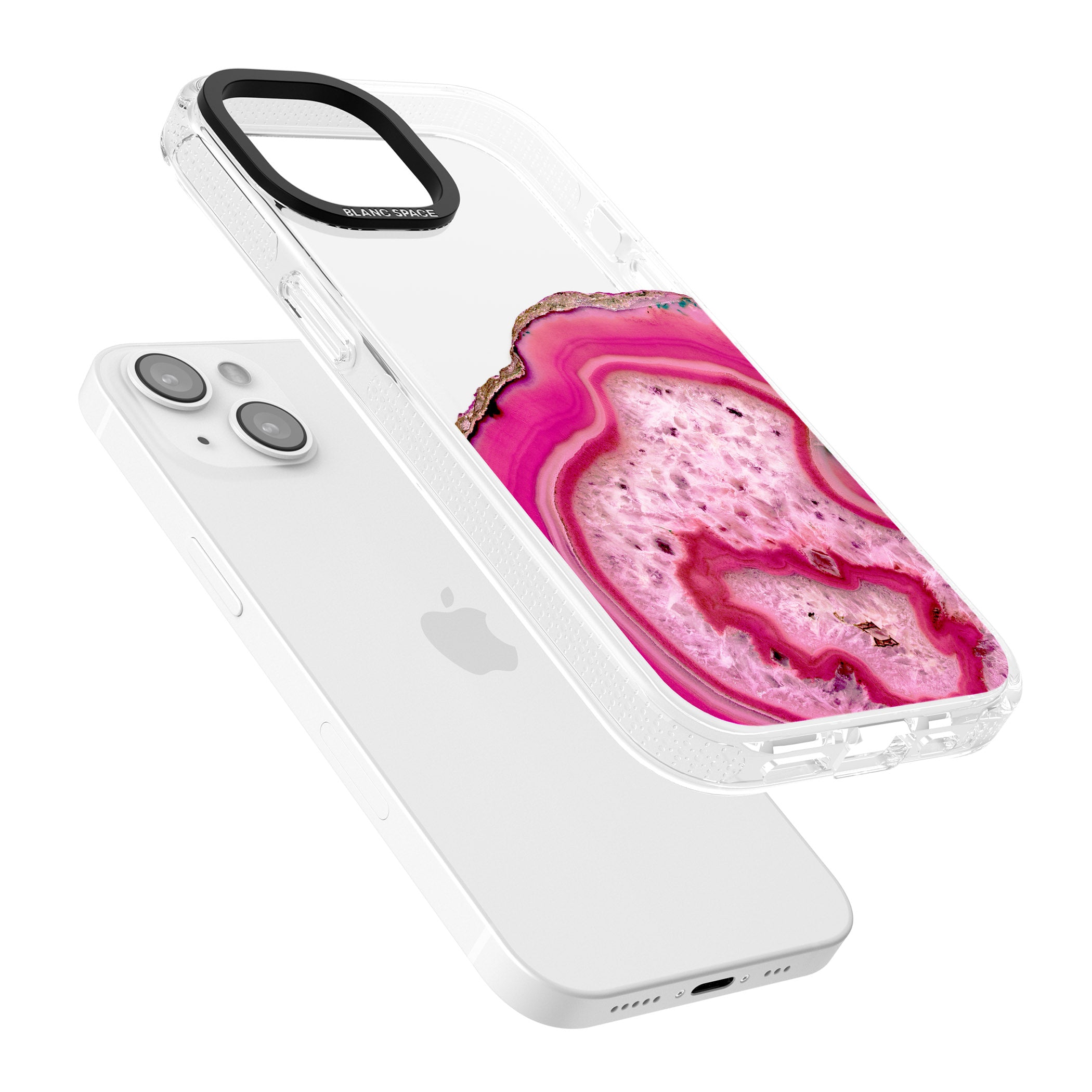 Bright Pink Gemstone Crystal Clear Design iPhone 15 / 14 / 13 Clear Case Impact Air - Blanc Space