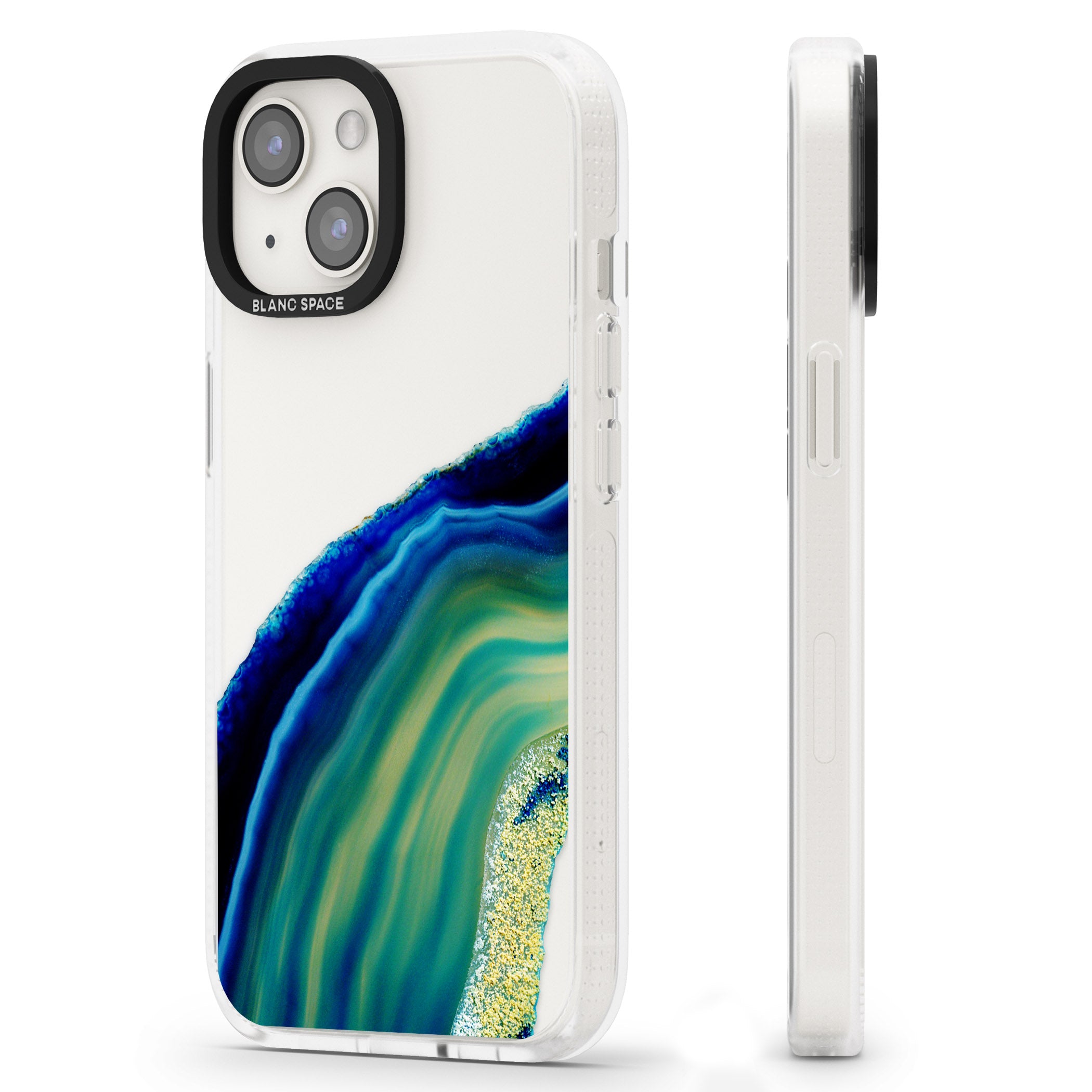 Green & Blue Gemstone Crystal iPhone 15 / 14 / 13 Clear Case Impact Air - Blanc Space