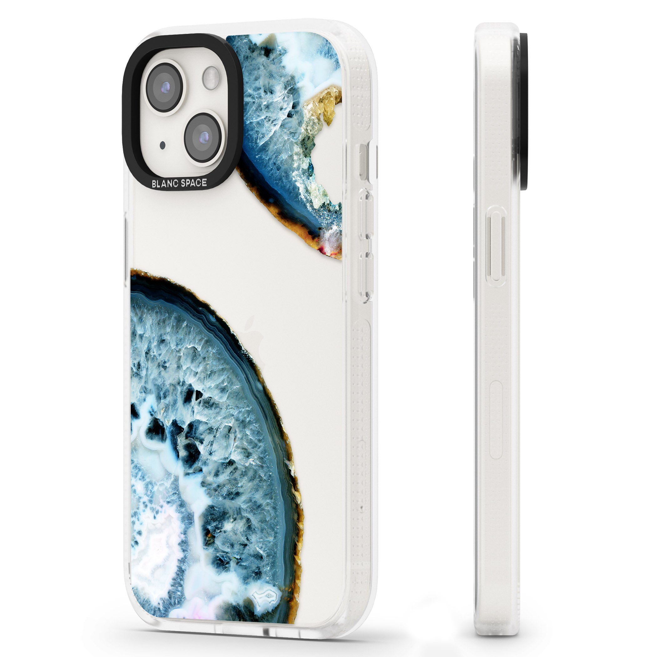 Blue, White & Yellow Agate Gemstone iPhone 15 / 14 / 13 Clear Case Impact Air - Blanc Space