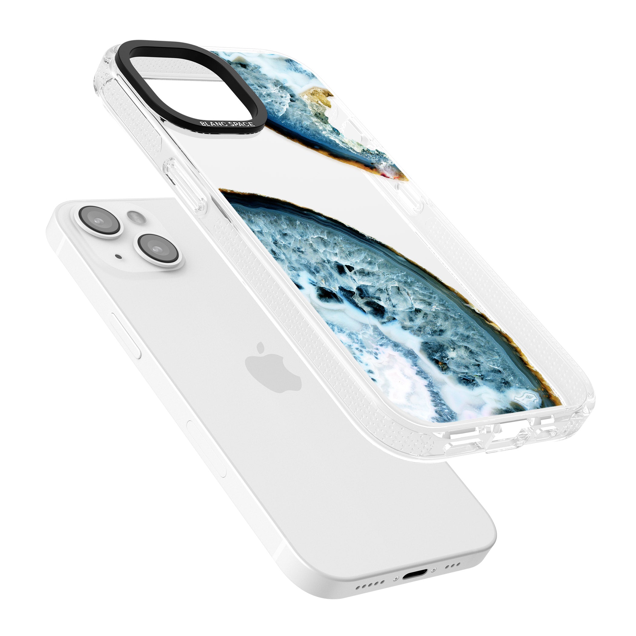 Blue, White & Yellow Agate Gemstone iPhone 15 / 14 / 13 Clear Case Impact Air - Blanc Space