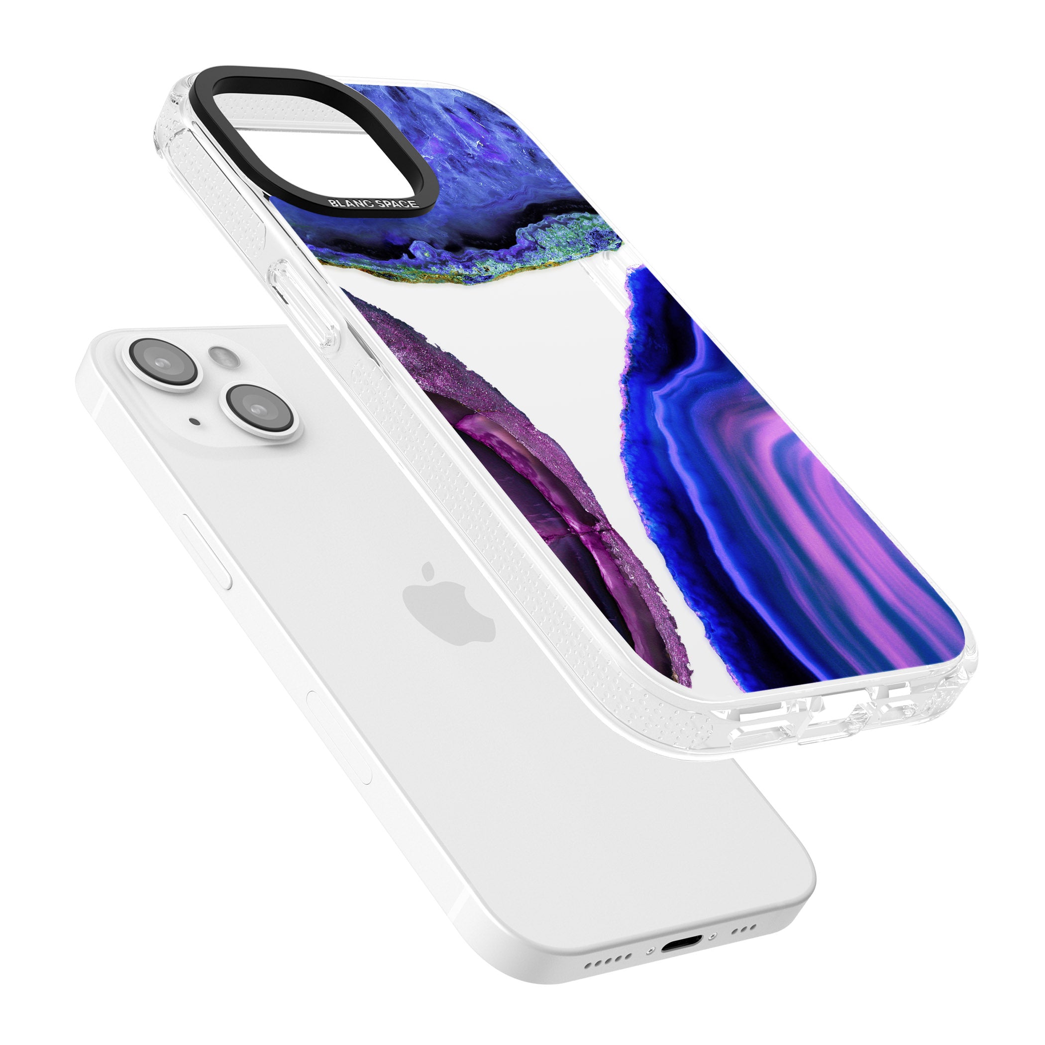 Purple & Blue Agate Gemstone Clear Design iPhone 15 / 14 / 13 Clear Case Impact Air - Blanc Space