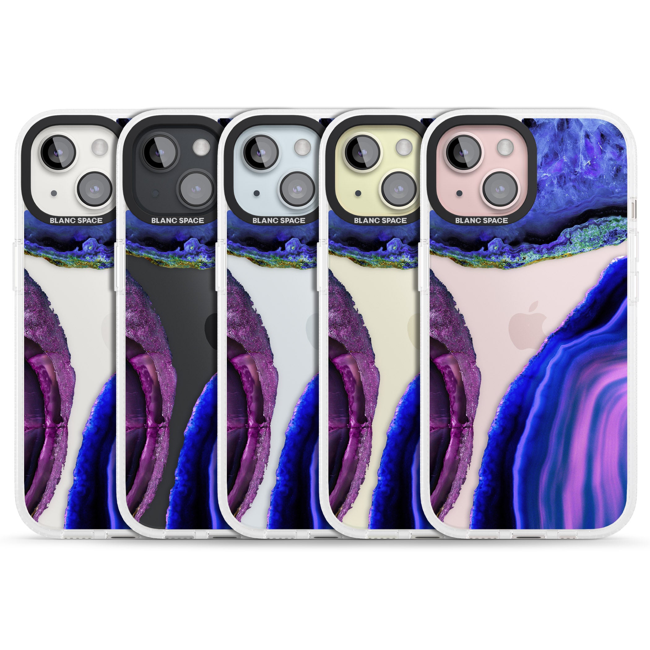 Purple & Blue Agate Gemstone Clear Design iPhone 15 / 14 / 13 Clear Case Impact Air - Blanc Space