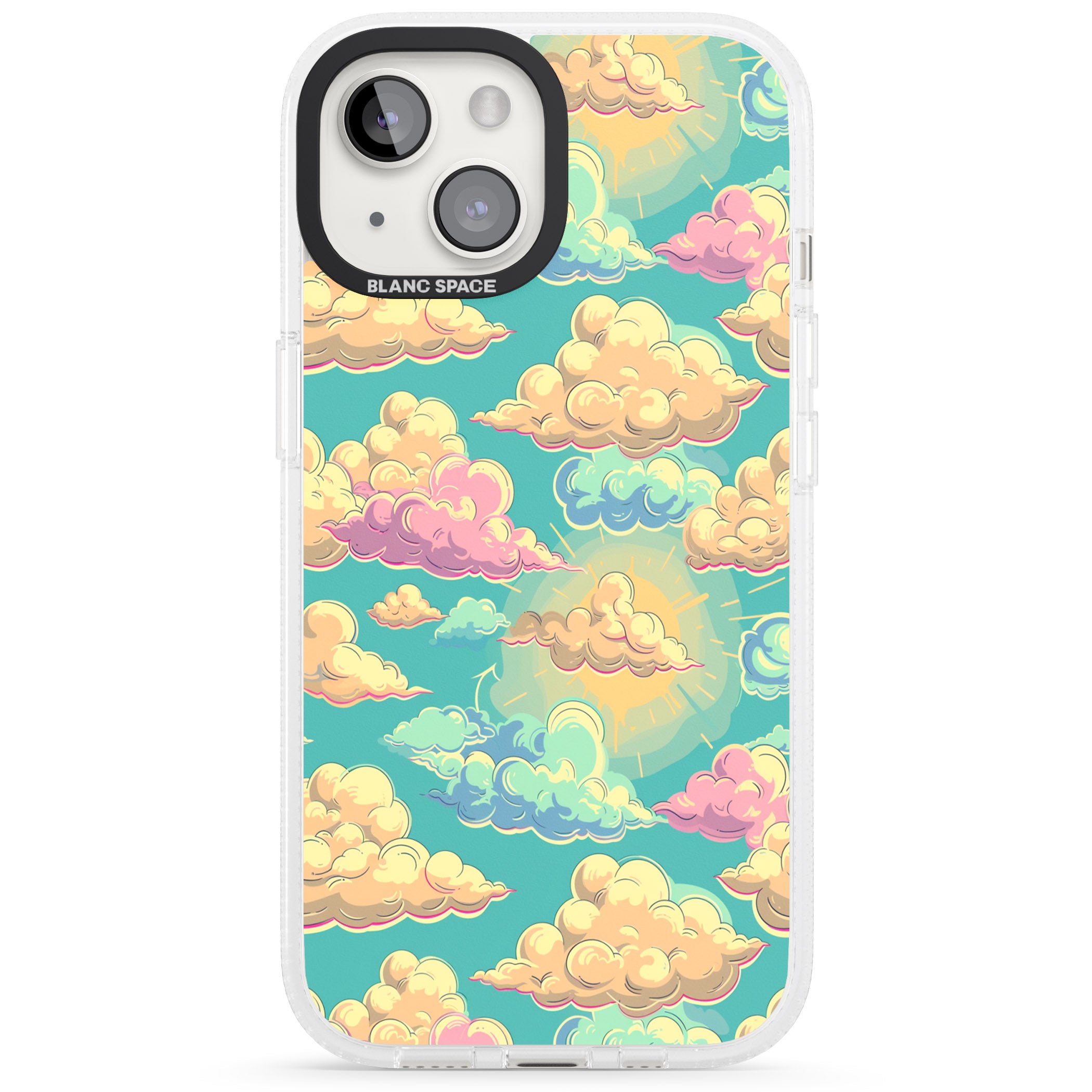 Pastel Clouds iPhone 15 / 14 / 13 Clear Case Impact Air - Blanc Space