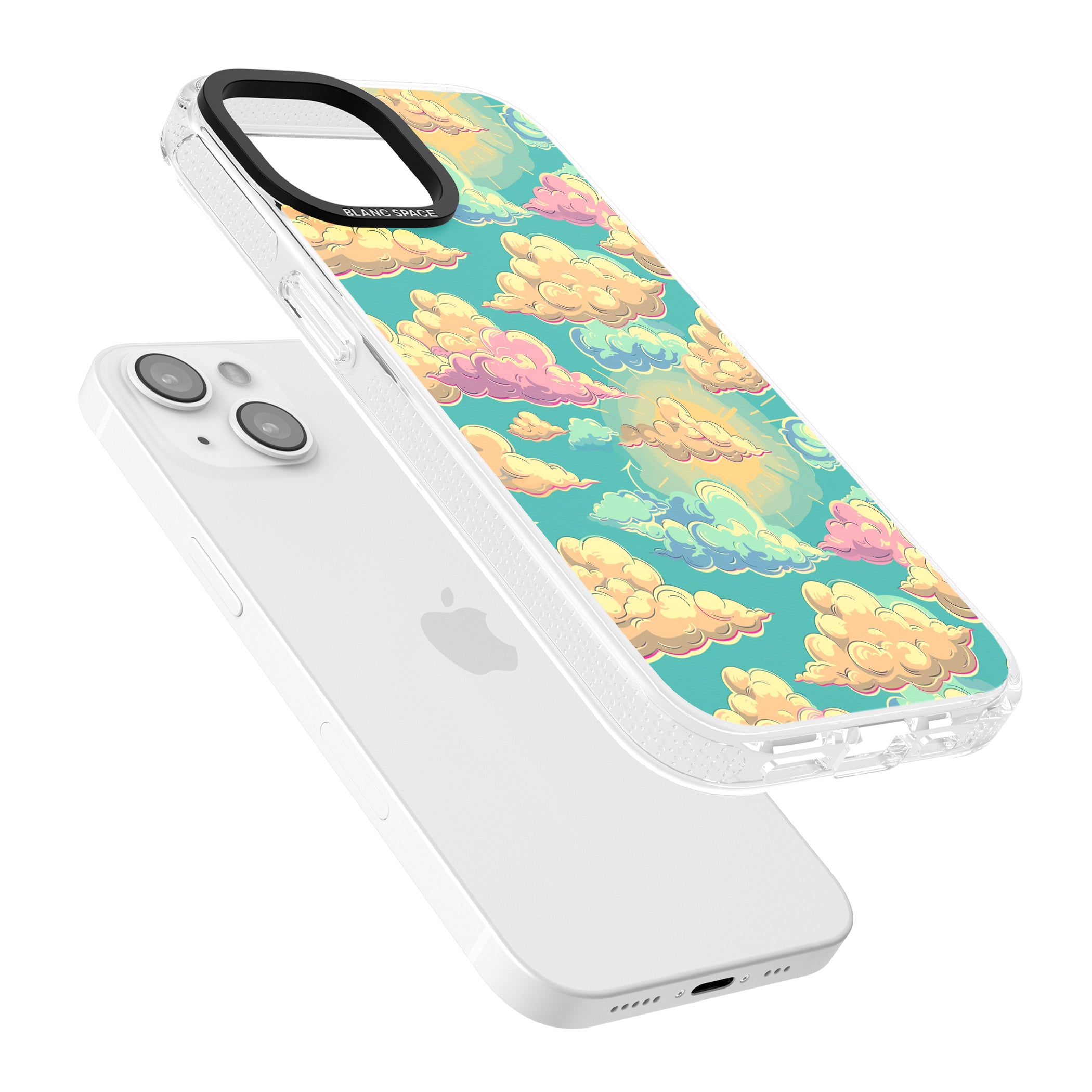 Pastel Clouds iPhone 15 / 14 / 13 Clear Case Impact Air - Blanc Space