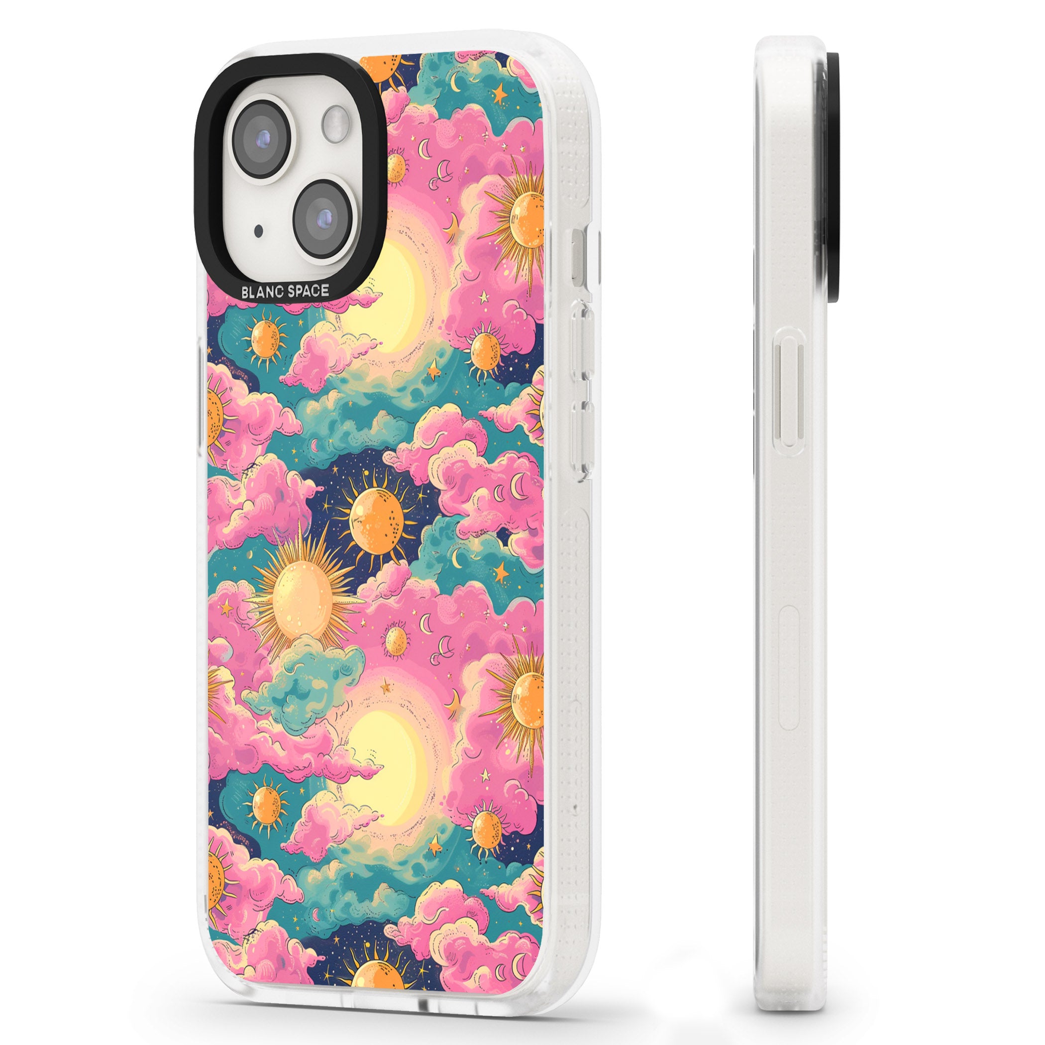 Starlight Clouds iPhone 15 / 14 / 13 Clear Case Impact Air - Blanc Space