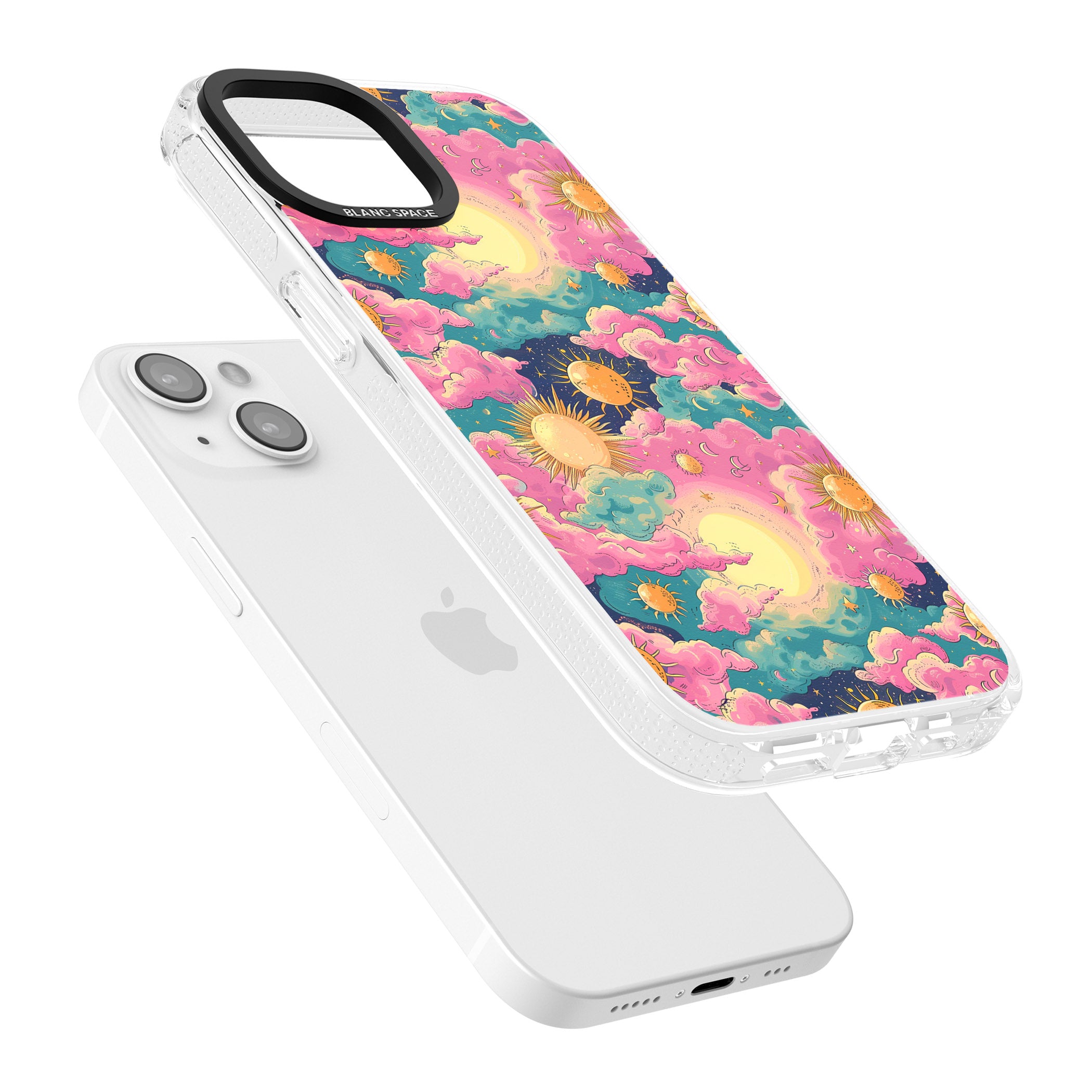 Starlight Clouds iPhone 15 / 14 / 13 Clear Case Impact Air - Blanc Space