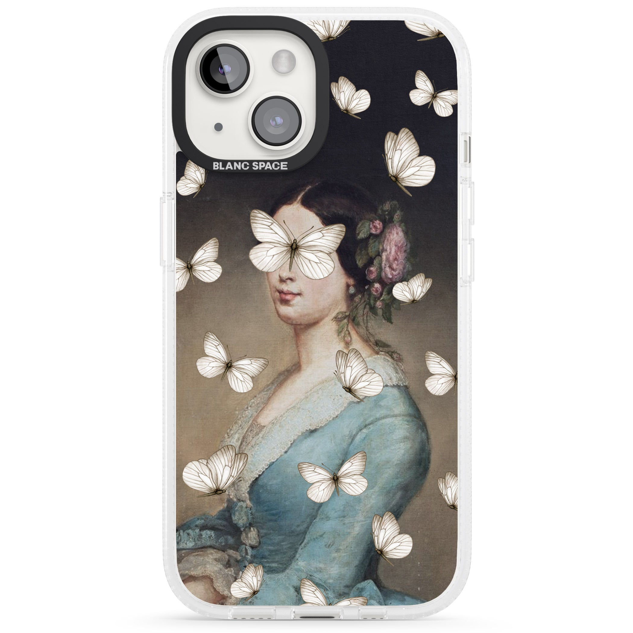 BUTTERFLY BEAUTY iPhone 15 / 14 / 13 Clear Case Impact Air - Blanc Space
