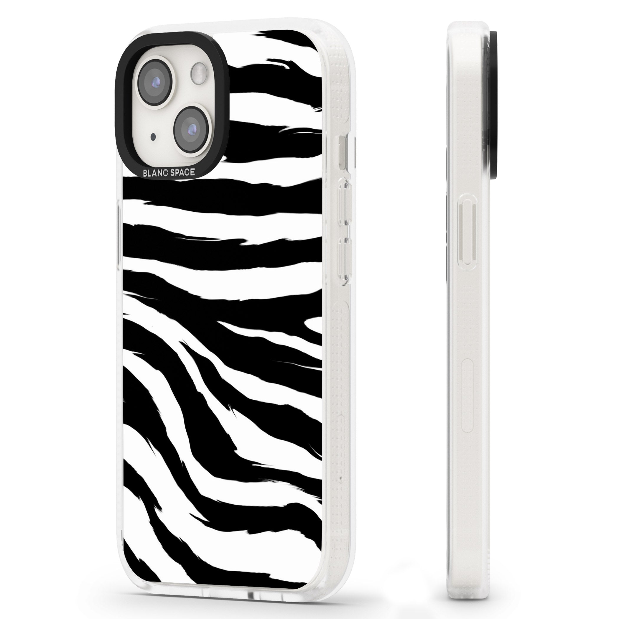 Black Zebra Print iPhone 15 / 14 / 13 Clear Case Impact Air - Blanc Space