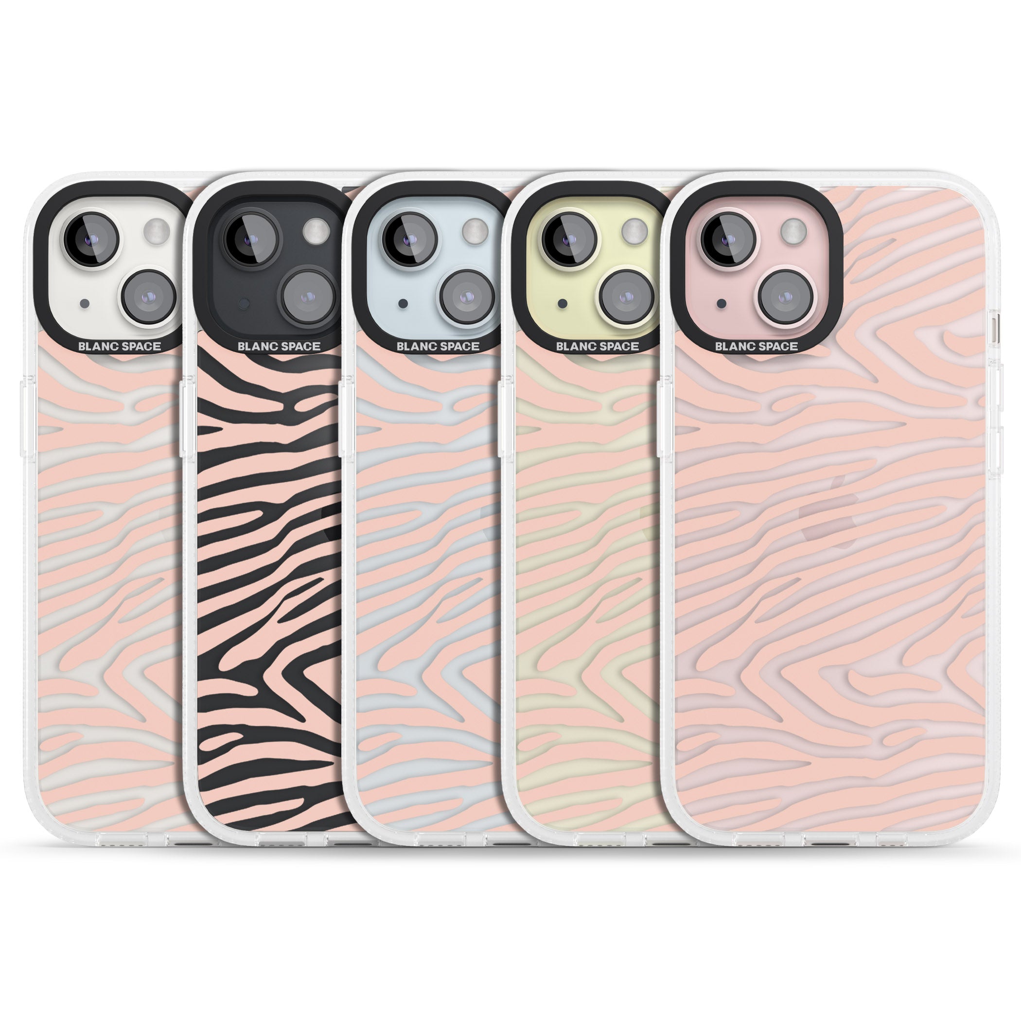 Horizontal Zebra Stripes Transparent Animal Print iPhone 15 / 14 / 13 Clear Case Impact Air - Blanc Space