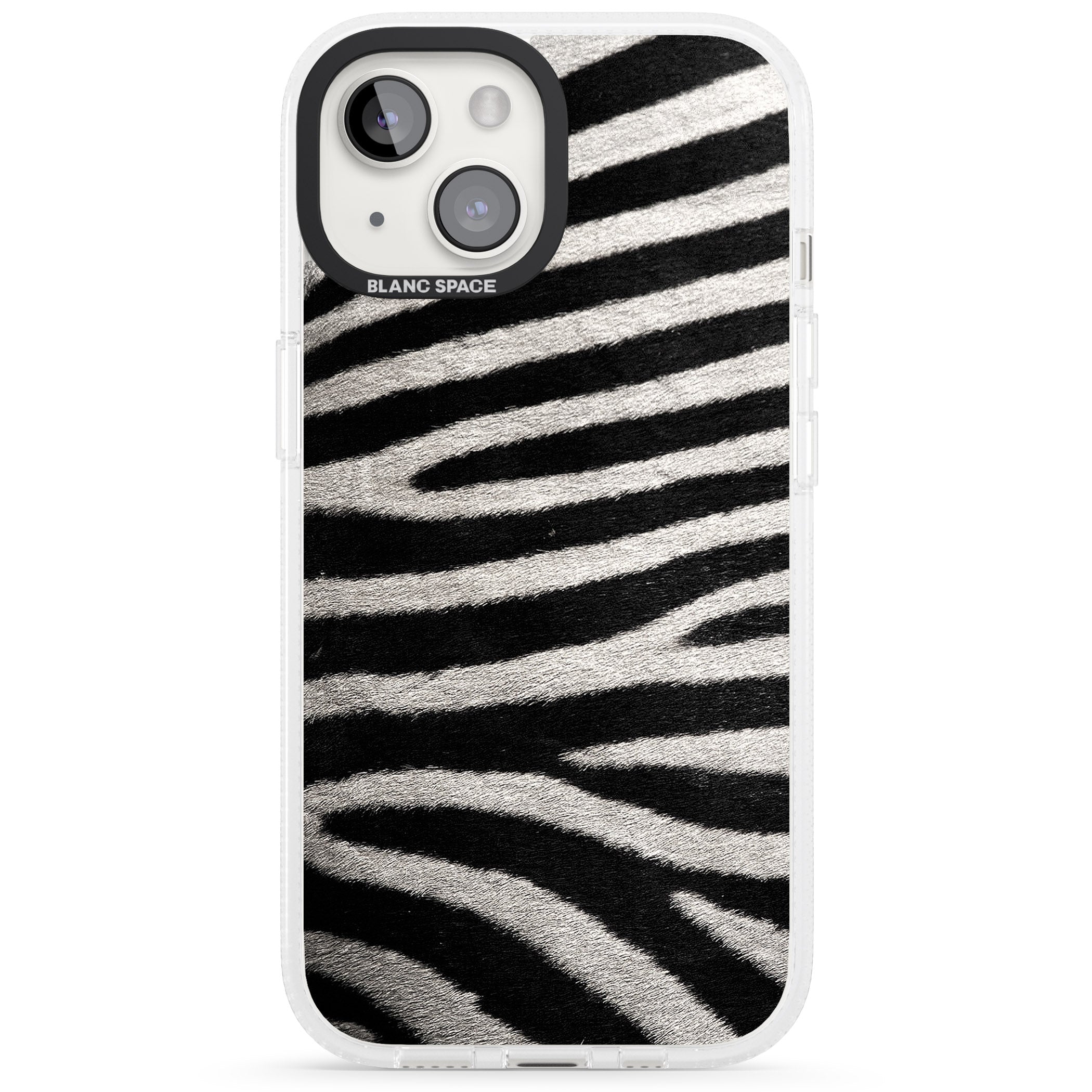 Zebra Print iPhone 15 / 14 / 13 Clear Case Impact Air - Blanc Space