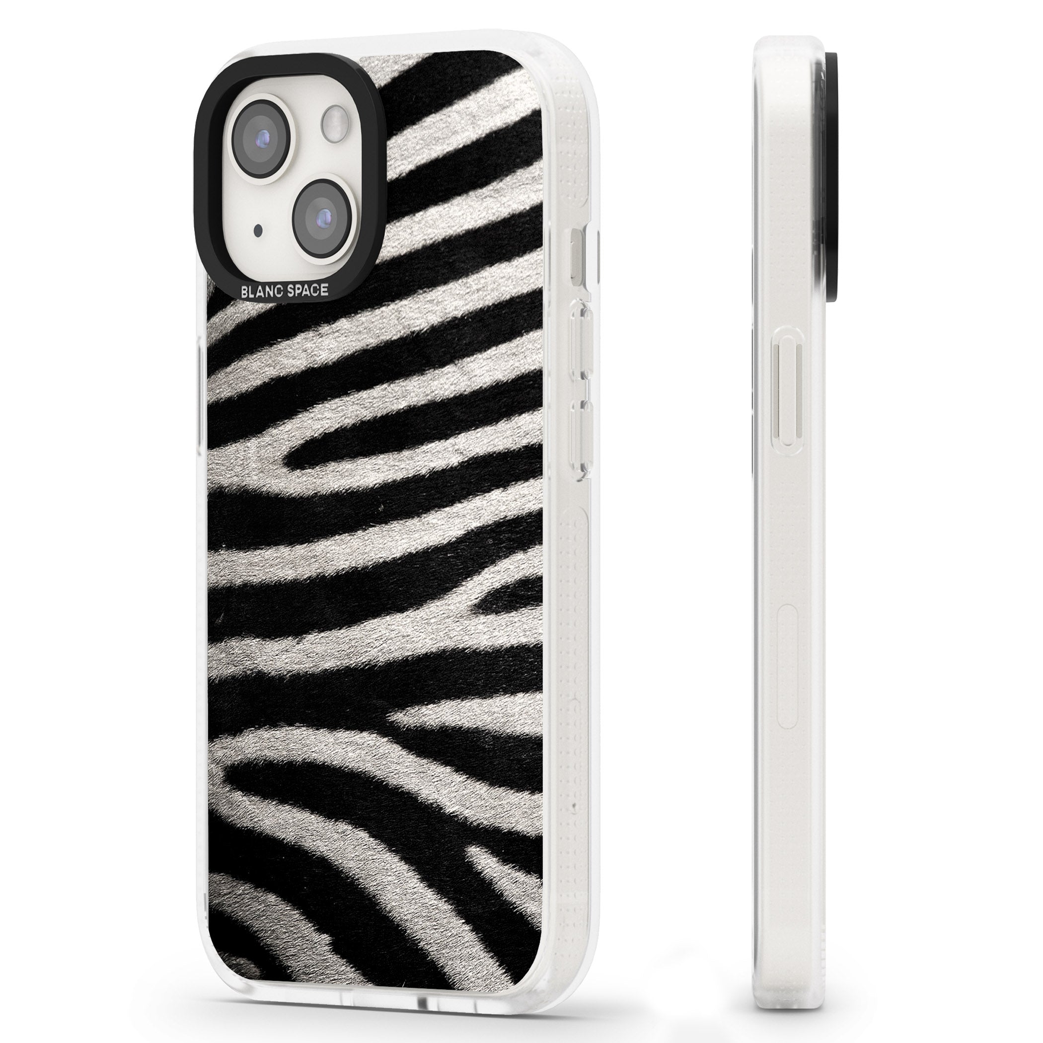 Zebra Print iPhone 15 / 14 / 13 Clear Case Impact Air - Blanc Space
