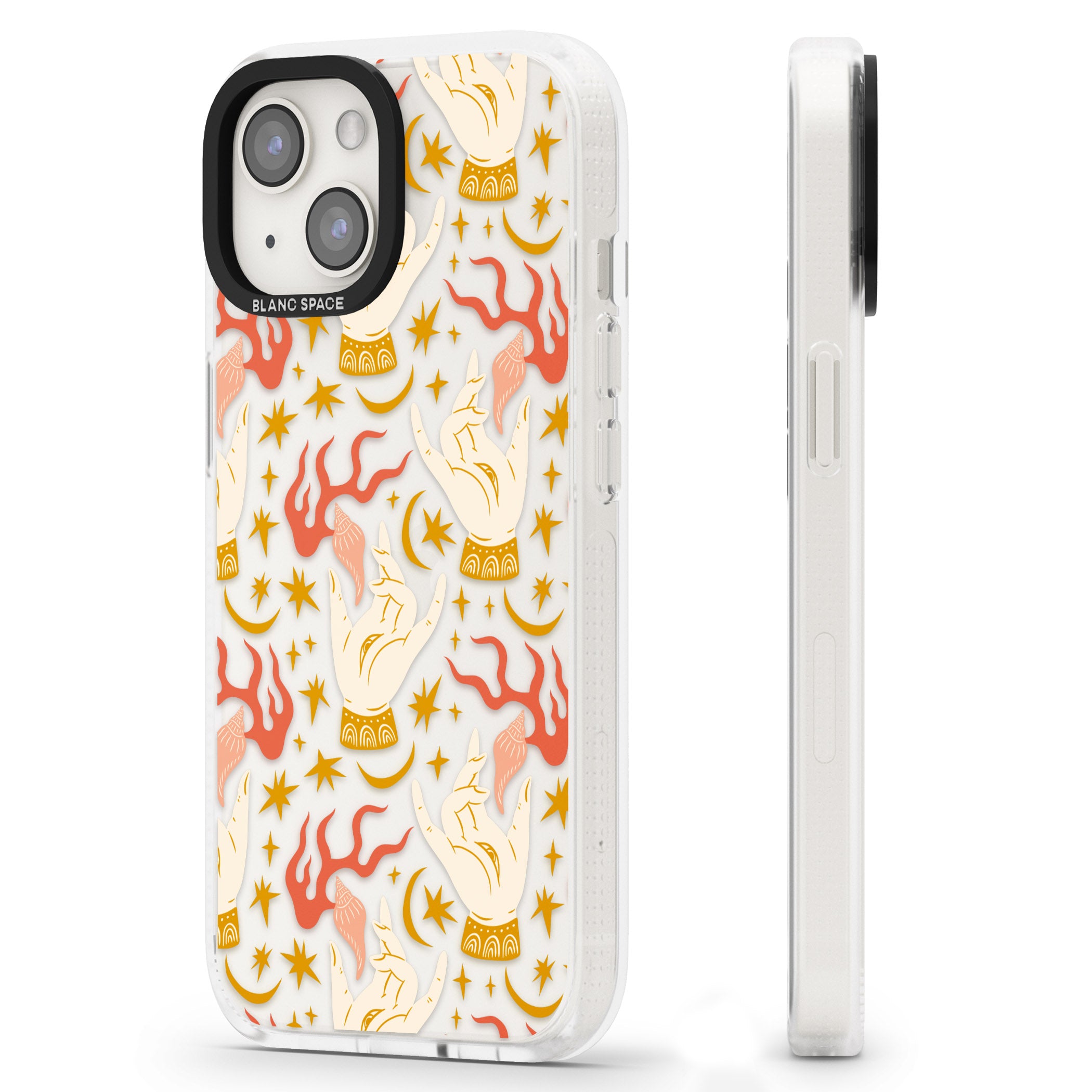 Hand Watcher Pattern iPhone 15 / 14 / 13 Clear Case Impact Air - Blanc Space