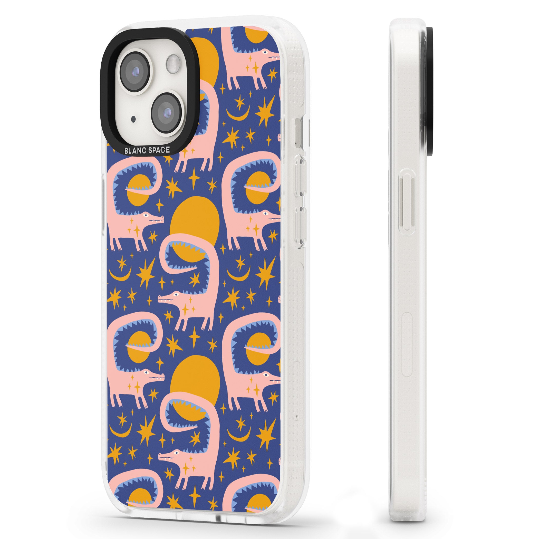 Sun Croc Pattern iPhone 15 / 14 / 13 Clear Case Impact Air - Blanc Space