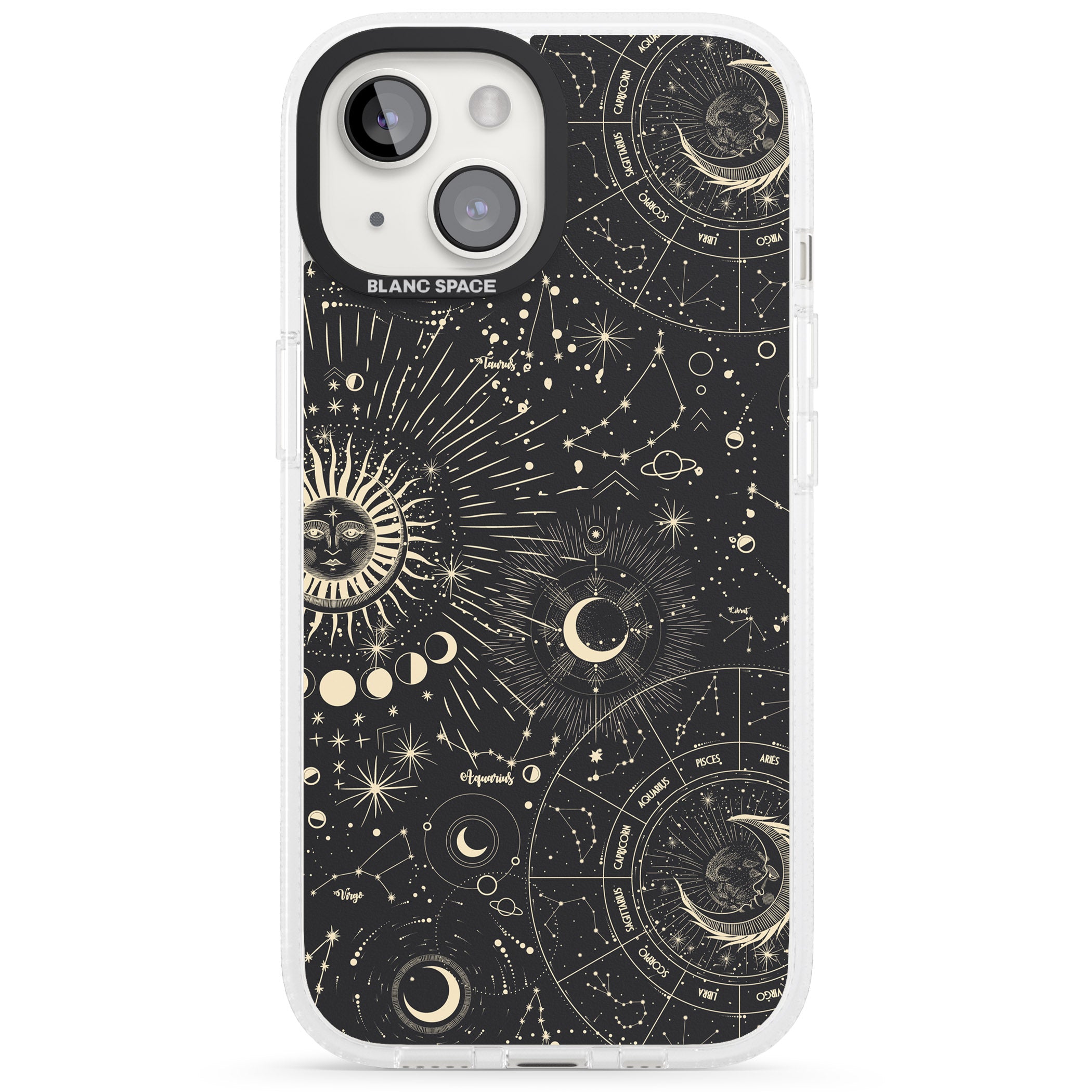 Suns & Zodiac Charts Astrological iPhone 15 / 14 / 13 Clear Case Impact Air - Blanc Space