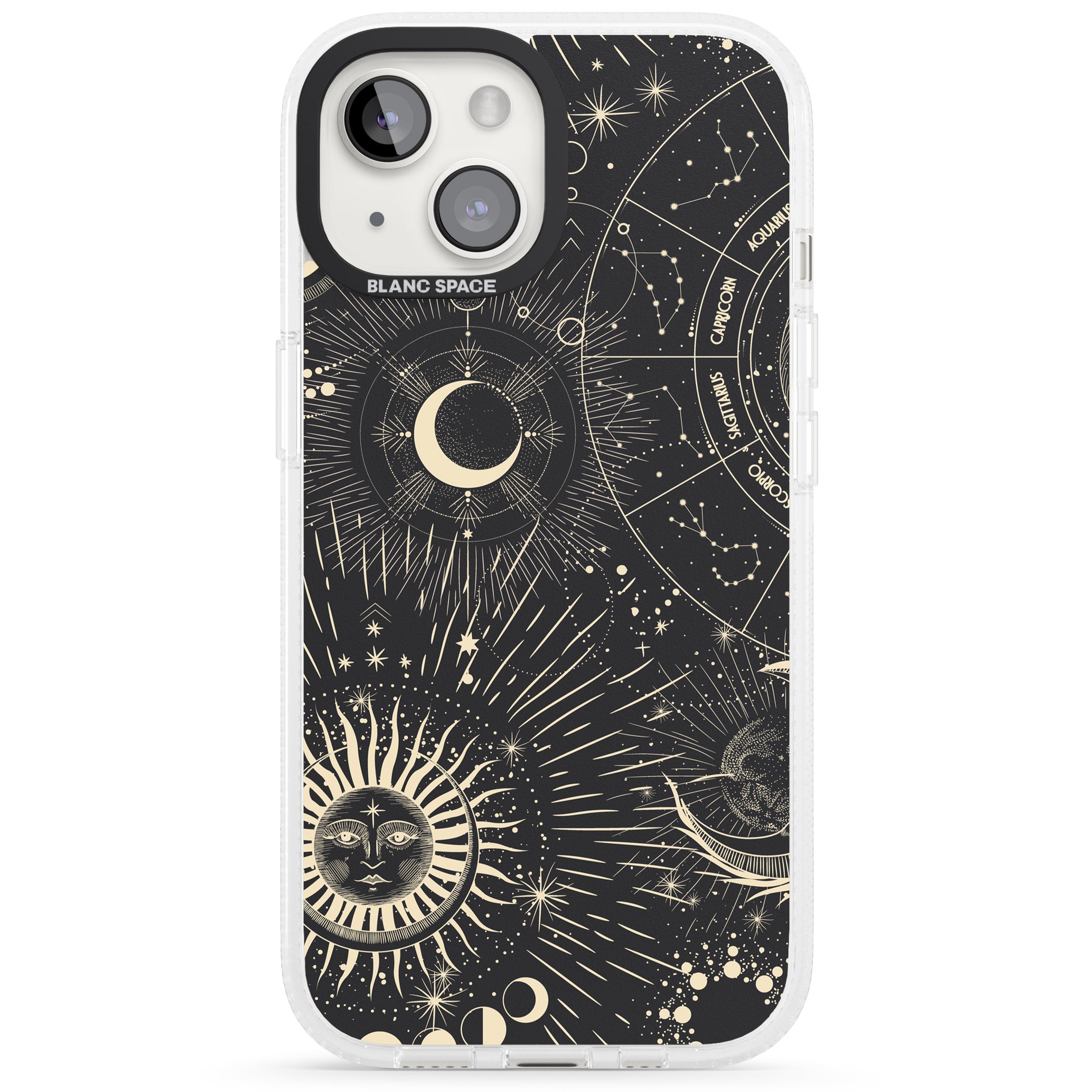 Sun & Symbols Astrological iPhone 15 / 14 / 13 Clear Case Impact Air - Blanc Space