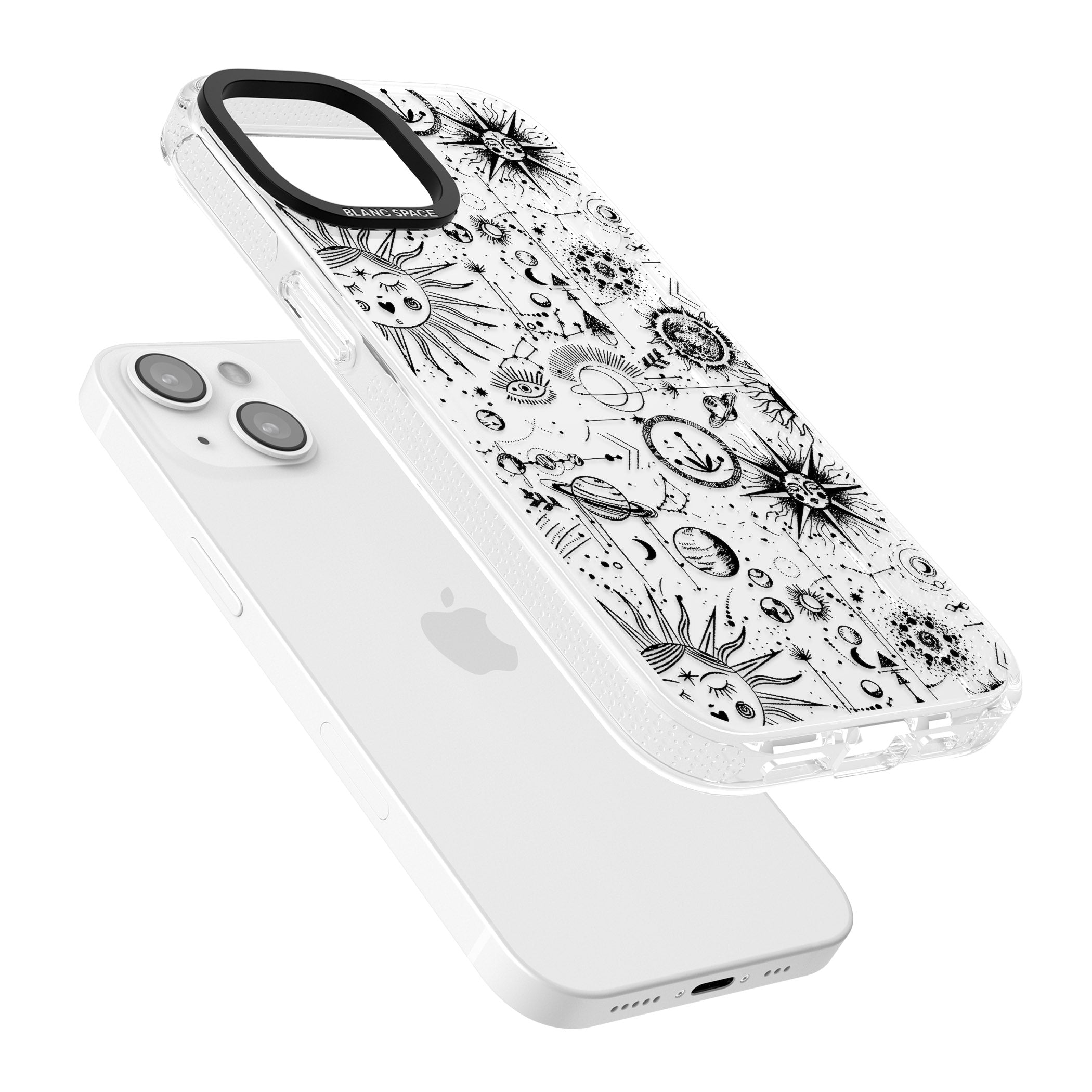 Suns & Planets Vintage Astrological iPhone 15 / 14 / 13 Clear Case Impact Air - Blanc Space