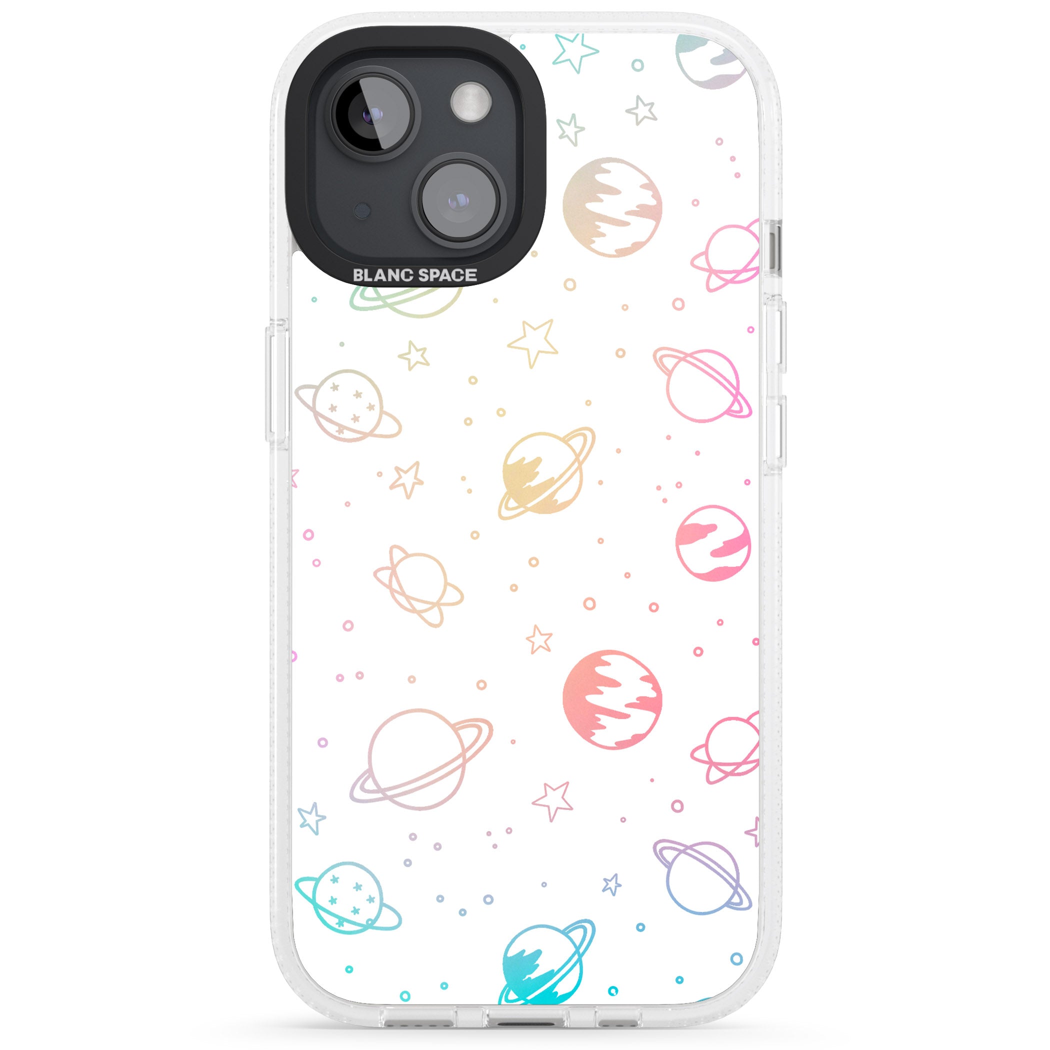 Cosmic Outer Space Design Pastels on White iPhone 15 / 14 / 13 Clear Case Impact Air - Blanc Space
