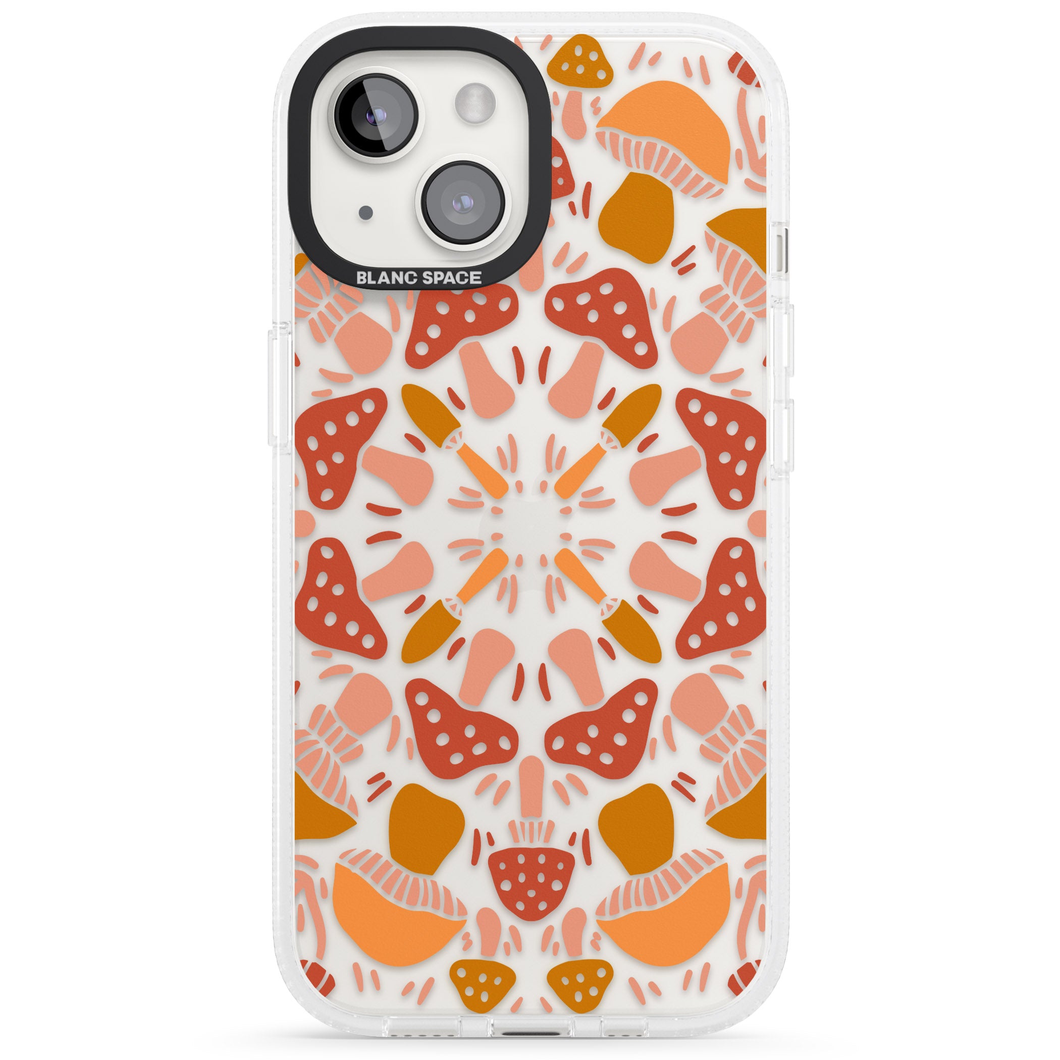 Mushroom Medley iPhone 15 / 14 / 13 Clear Case Impact Air - Blanc Space