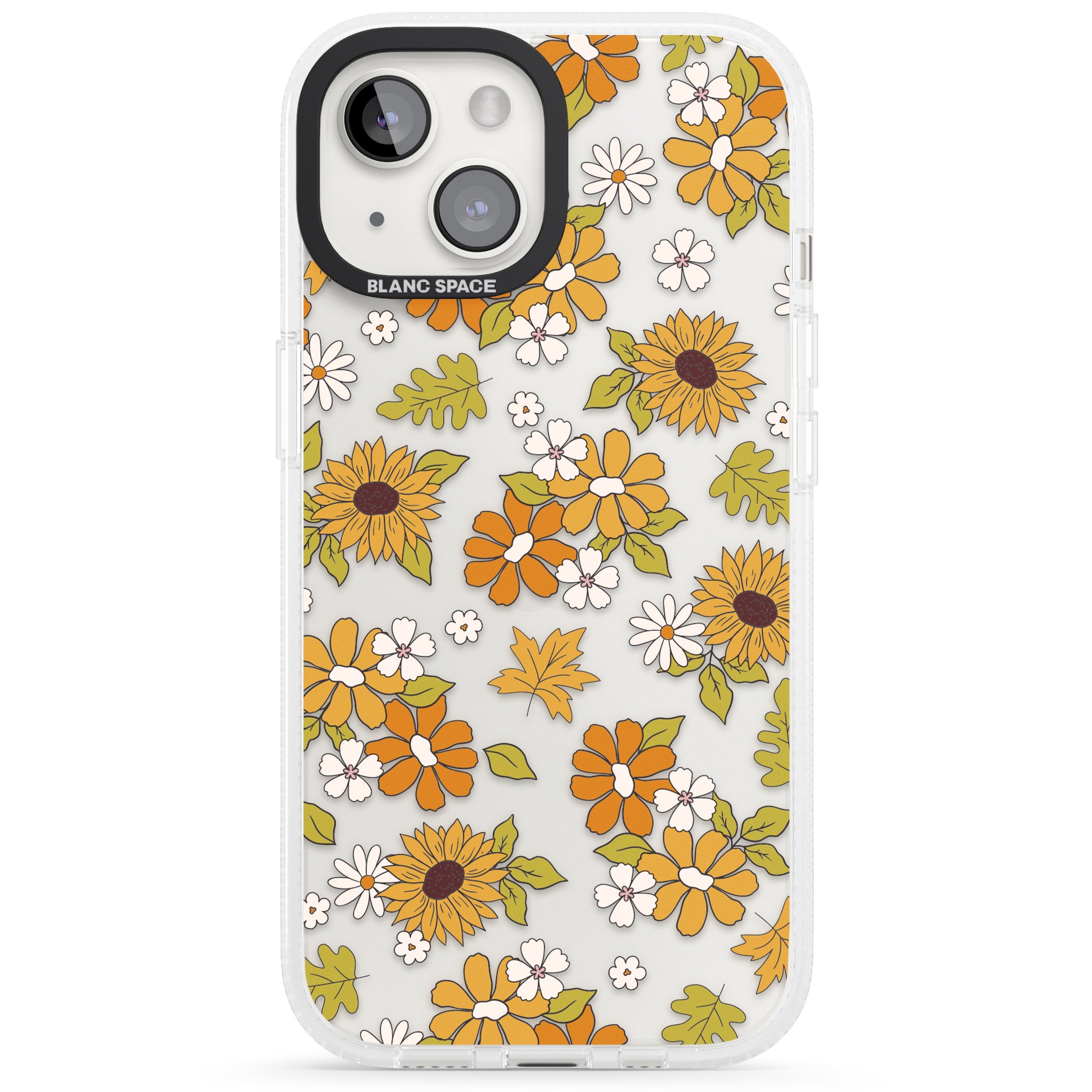 Boho Sunflowers iPhone 15 / 14 / 13 Clear Case Impact Air - Blanc Space