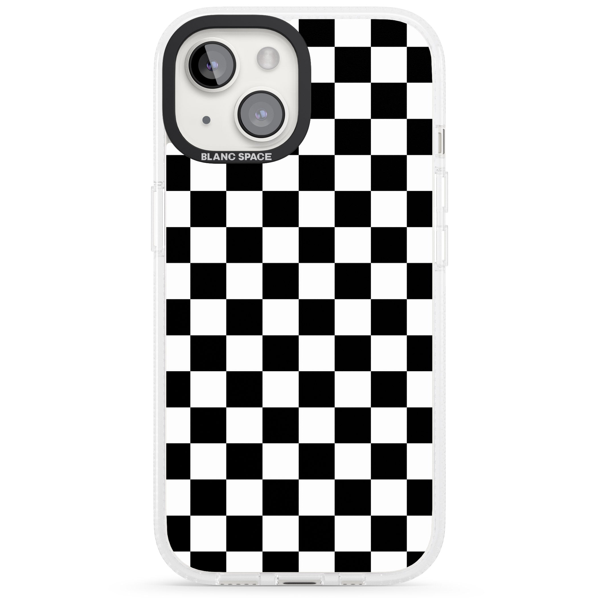 Black Checkered iPhone 15 / 14 / 13 Clear Case Impact Air - Blanc Space