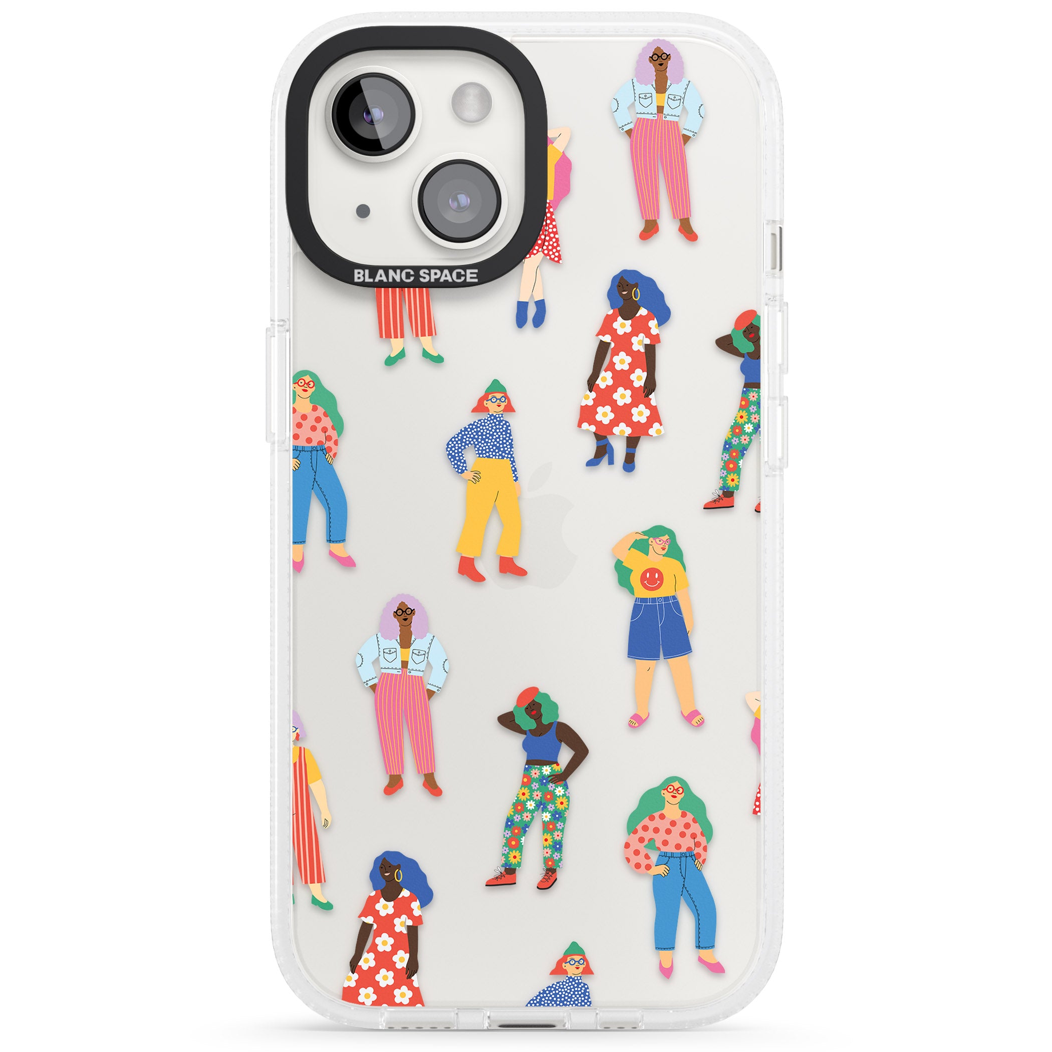 Girls Pattern iPhone 15 / 14 / 13 Clear Case Impact Air - Blanc Space