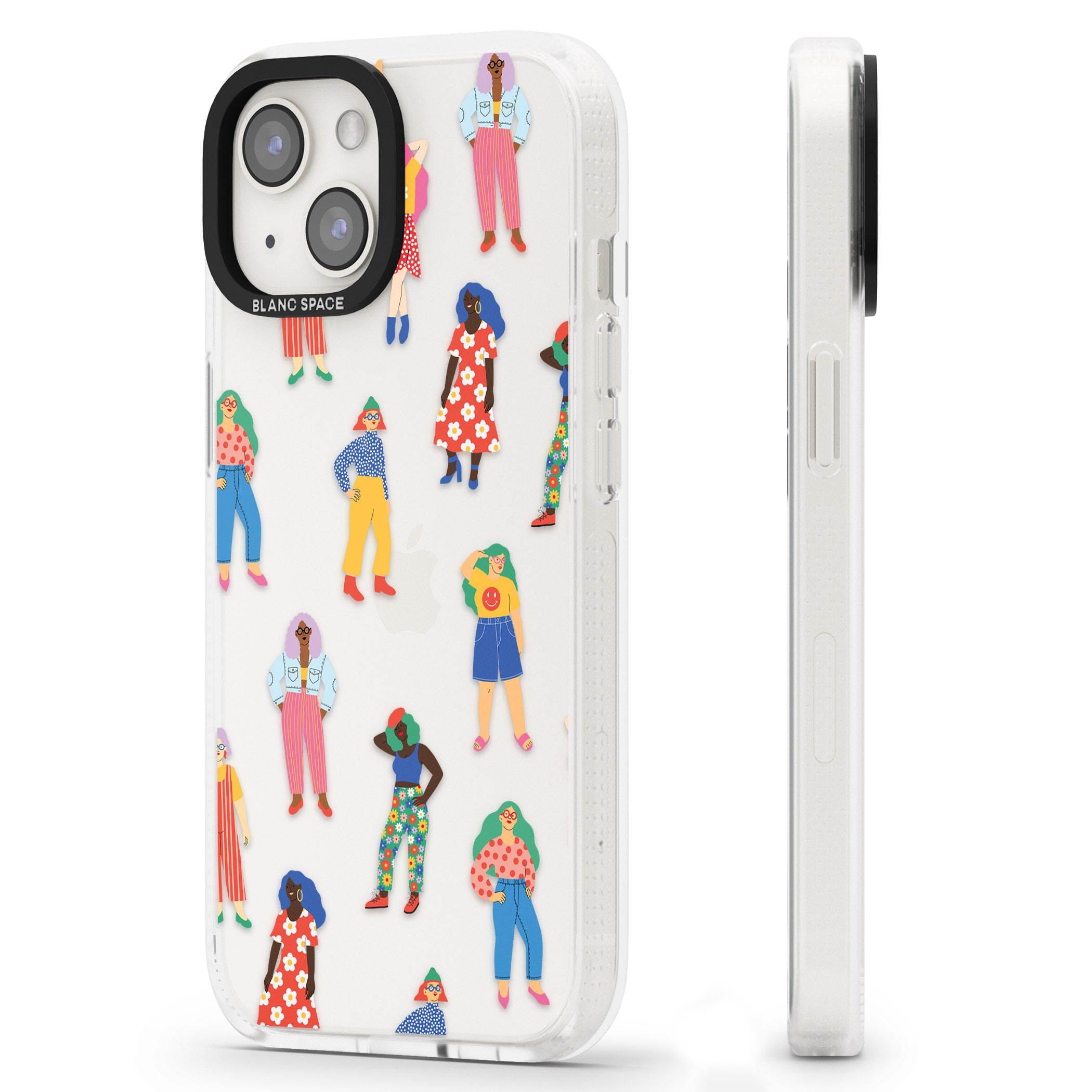 Girls Pattern iPhone 15 / 14 / 13 Clear Case Impact Air - Blanc Space