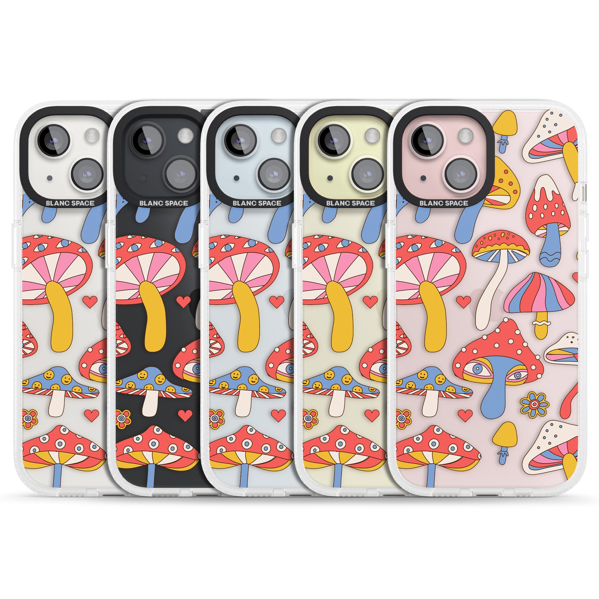 Vibrant Shrooms iPhone 15 / 14 / 13 Clear Case Impact Air - Blanc Space