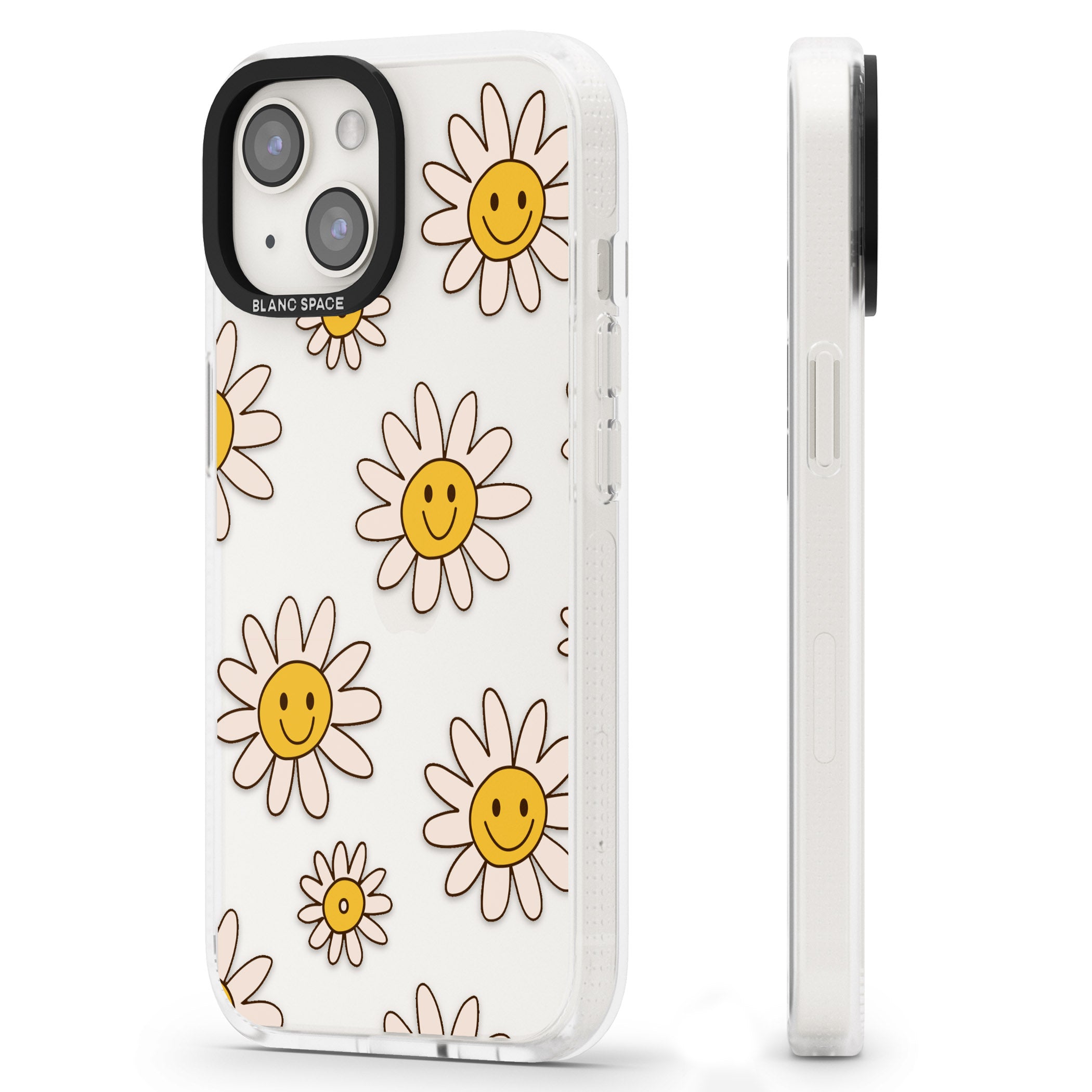Daisy Faces iPhone 15 / 14 / 13 Clear Case Impact Air - Blanc Space