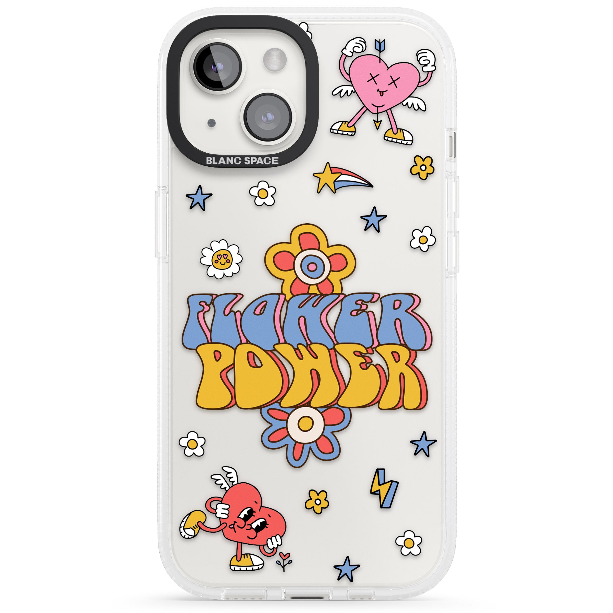 Flower Power iPhone 15 / 14 / 13 Clear Case Impact Air - Blanc Space