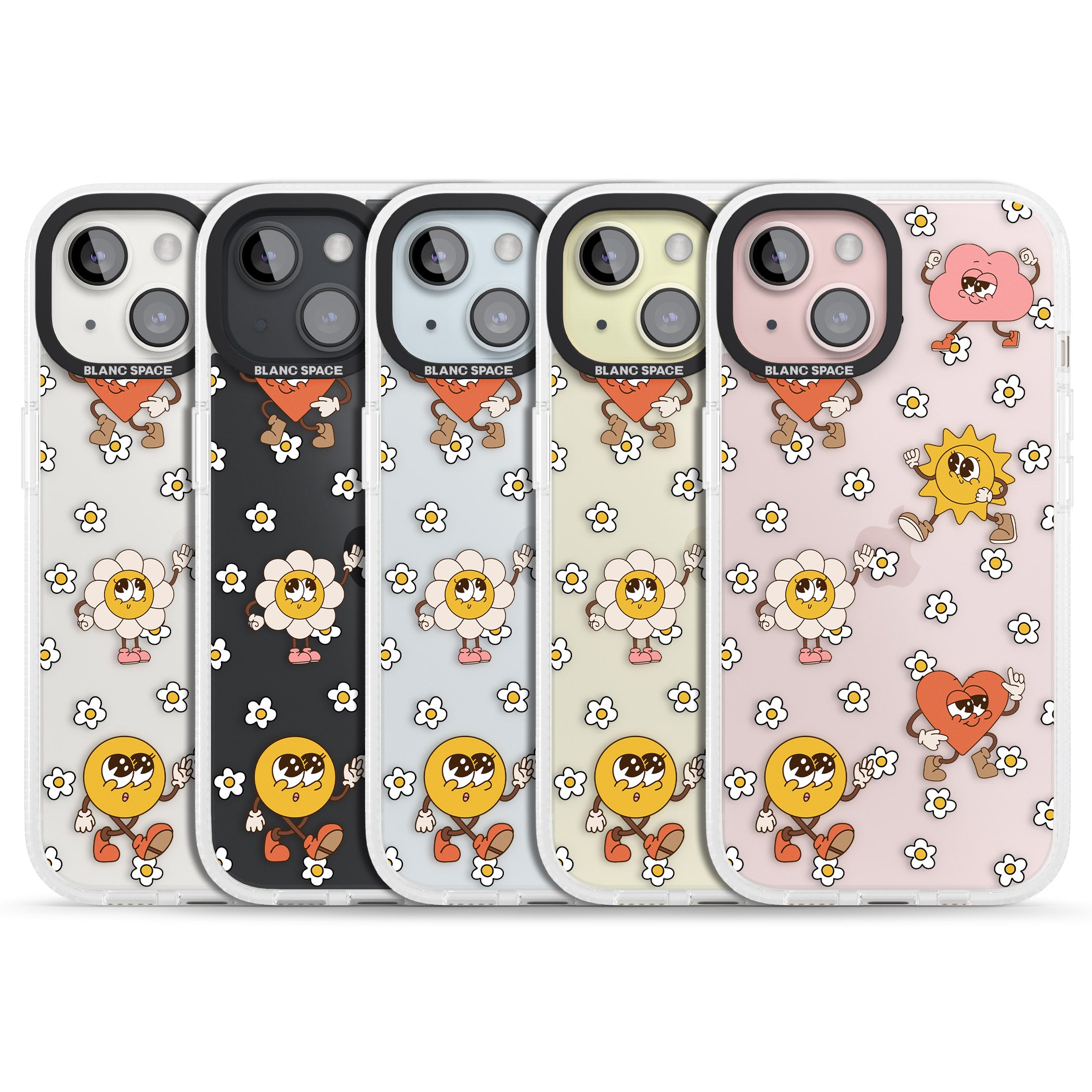 Daisies & Friends iPhone 15 / 14 / 13 Clear Case Impact Air - Blanc Space