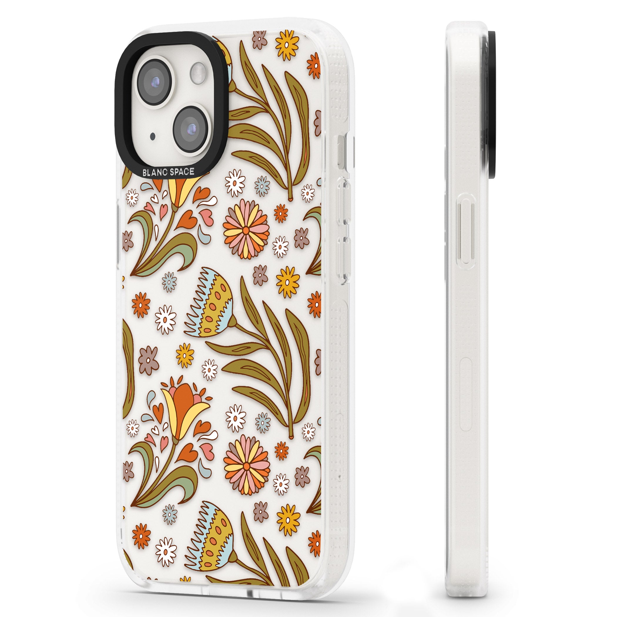 Boho Celestial Wildflower iPhone 15 / 14 / 13 Clear Case Impact Air - Blanc Space