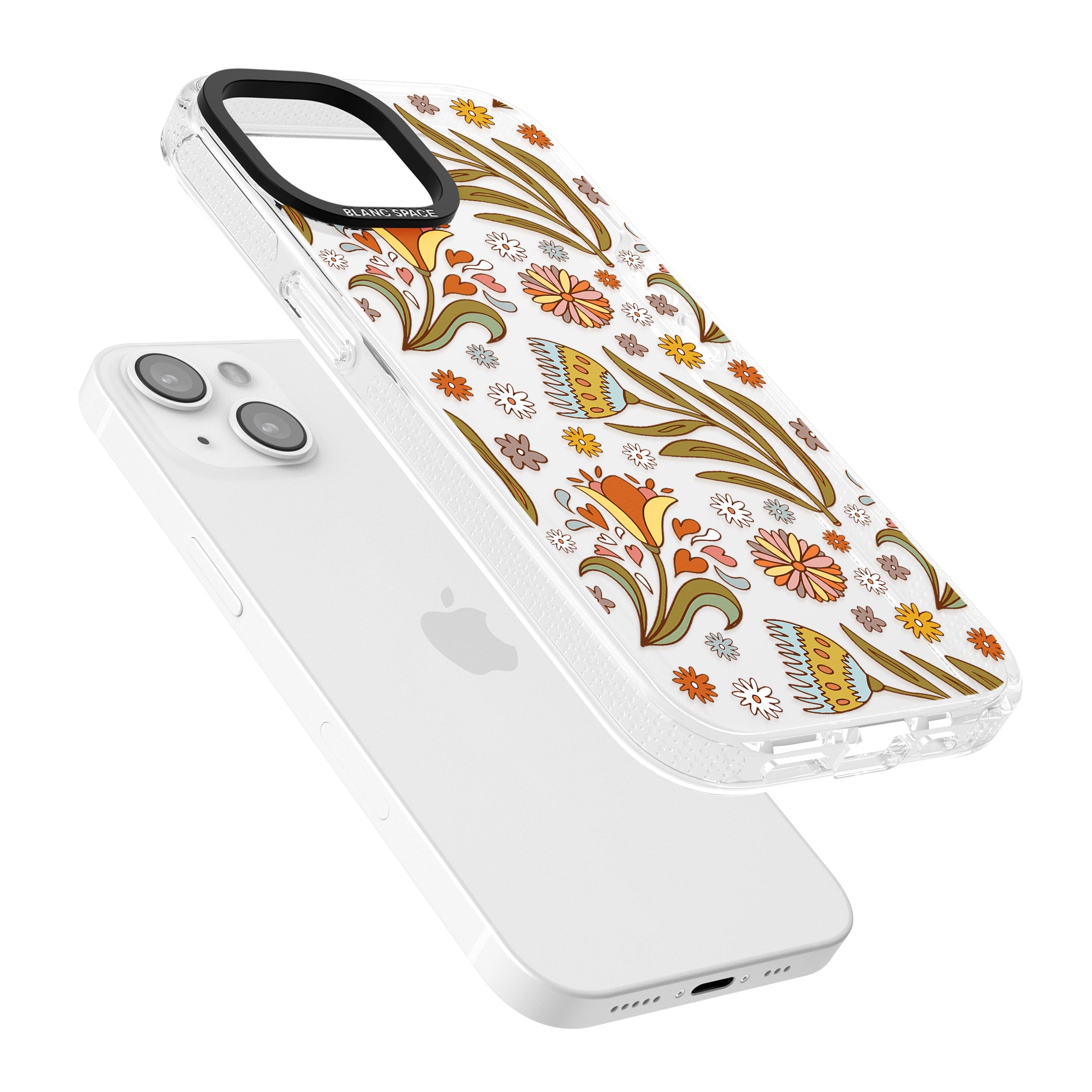 Boho Celestial Wildflower iPhone 15 / 14 / 13 Clear Case Impact Air - Blanc Space