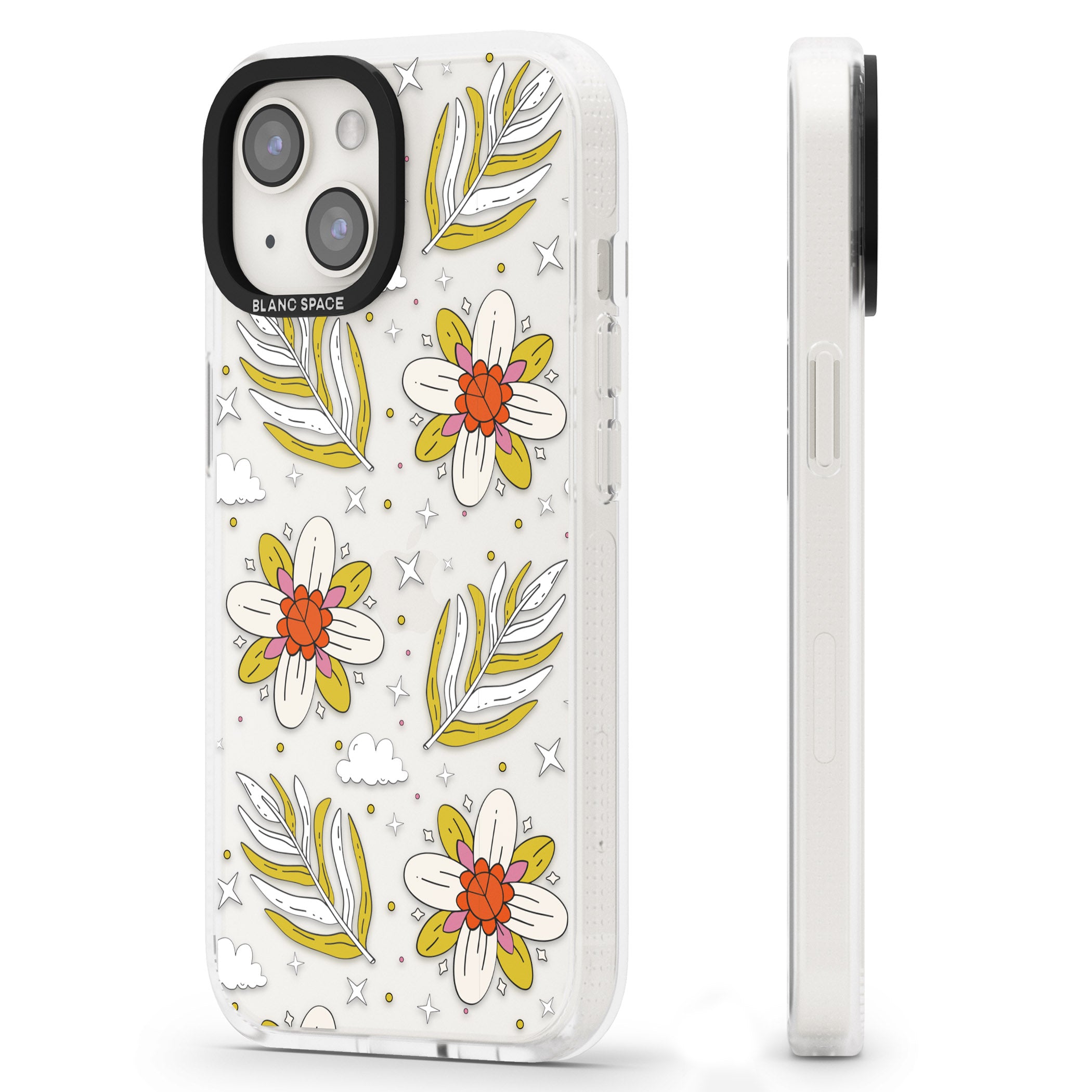 Boho Celestial Floral Dream iPhone 15 / 14 / 13 Clear Case Impact Air - Blanc Space