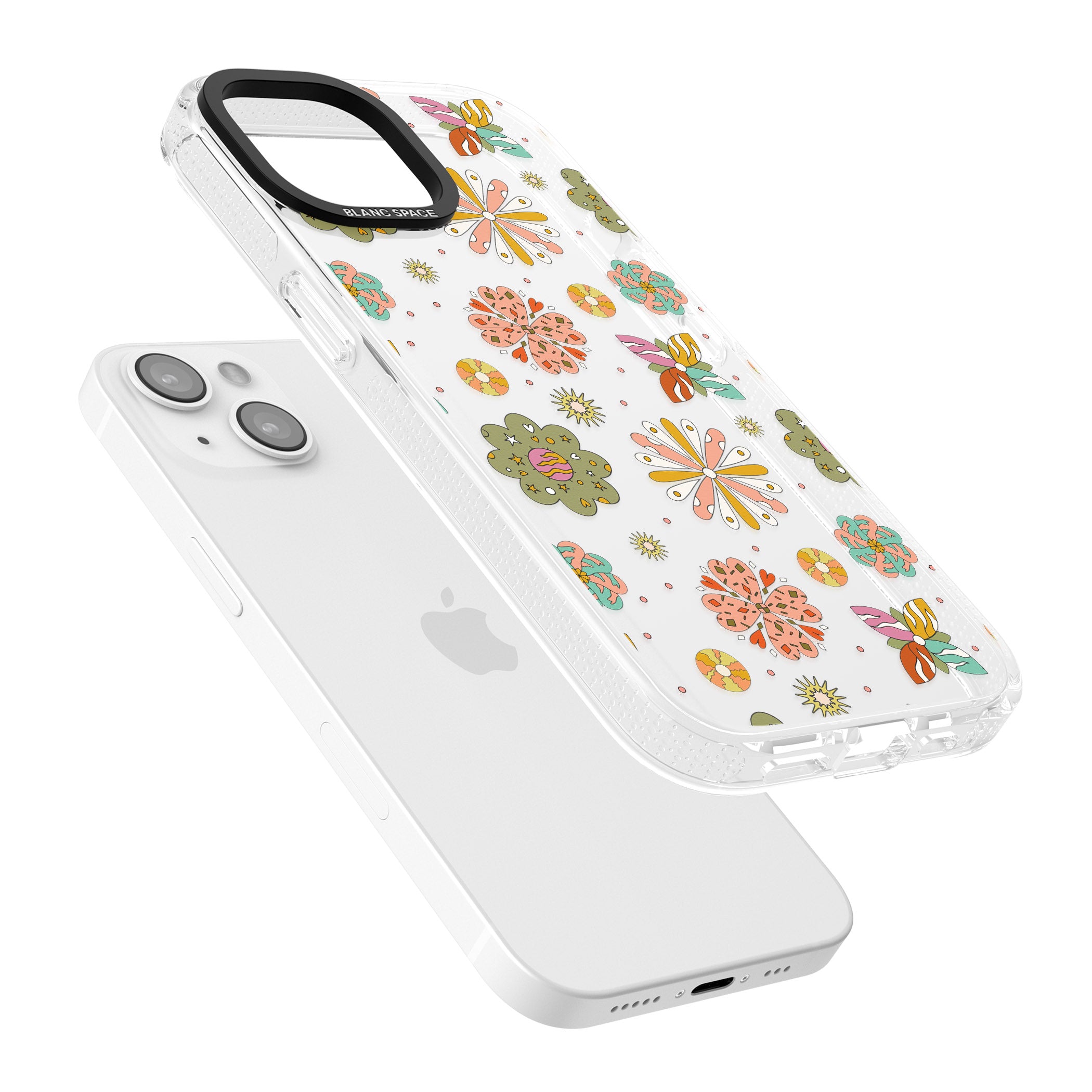 Boho Celestial Psychedelic Floral iPhone 15 / 14 / 13 Clear Case Impact Air - Blanc Space
