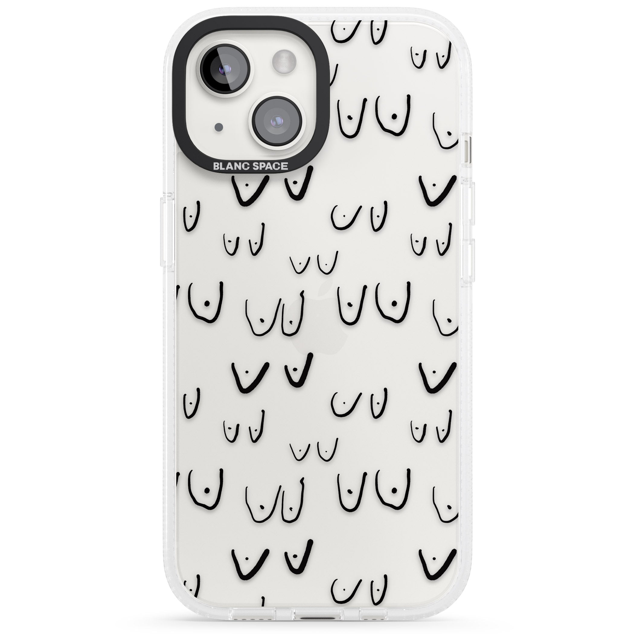 Free the boob (Black) iPhone 15 / 14 / 13 Clear Case Impact Air - Blanc Space